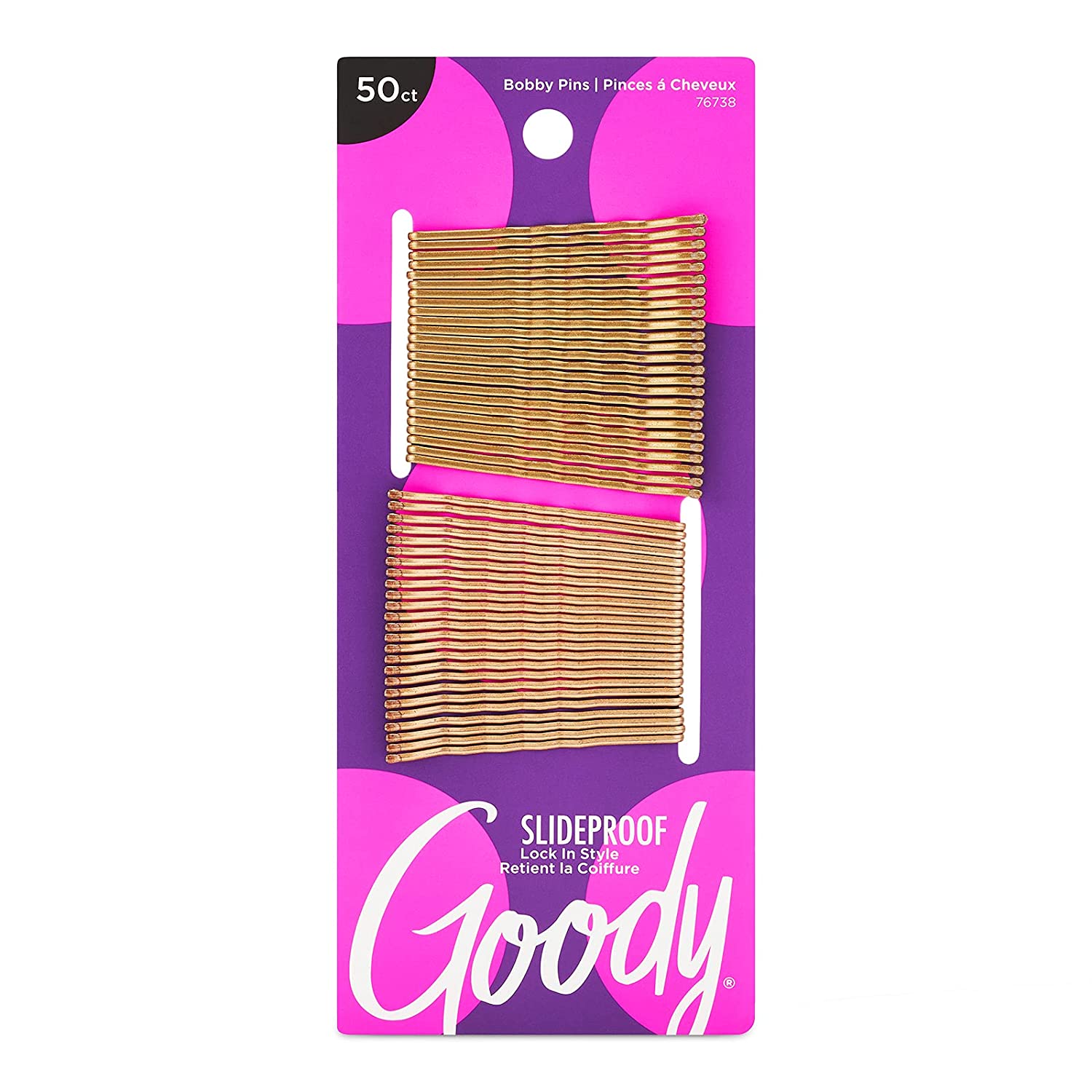 Goody Ouchless Hair Bobby Pins 50 Count, Metallic Blonde Slideproof
