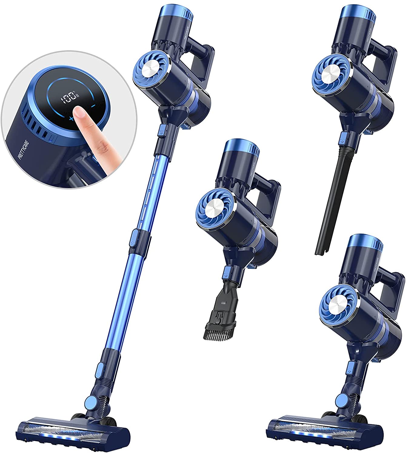 Cordless Vacuum Cleaner with LED Touch Display, 4 in 1 Stick Vacuum 35 Mins Runtime & Ultra