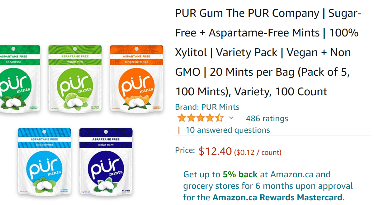 Buy Pur Gum online in Canada Xylitol gum (Sugar free and aspartame