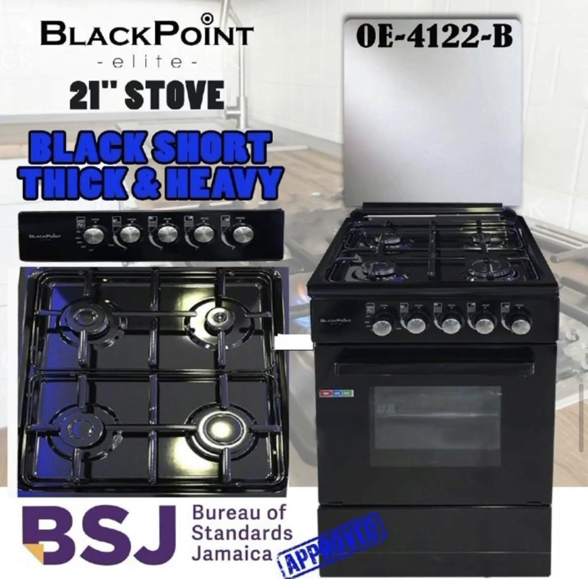 BLACKPOINT 21" 4 BURNER STOVE W/GLASS COVER (BLACK/SILVER) » BarGAINSjam