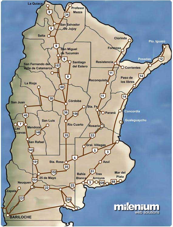 Mapa Rutas Zona Norte Hacia Bariloche | Bariloche.org