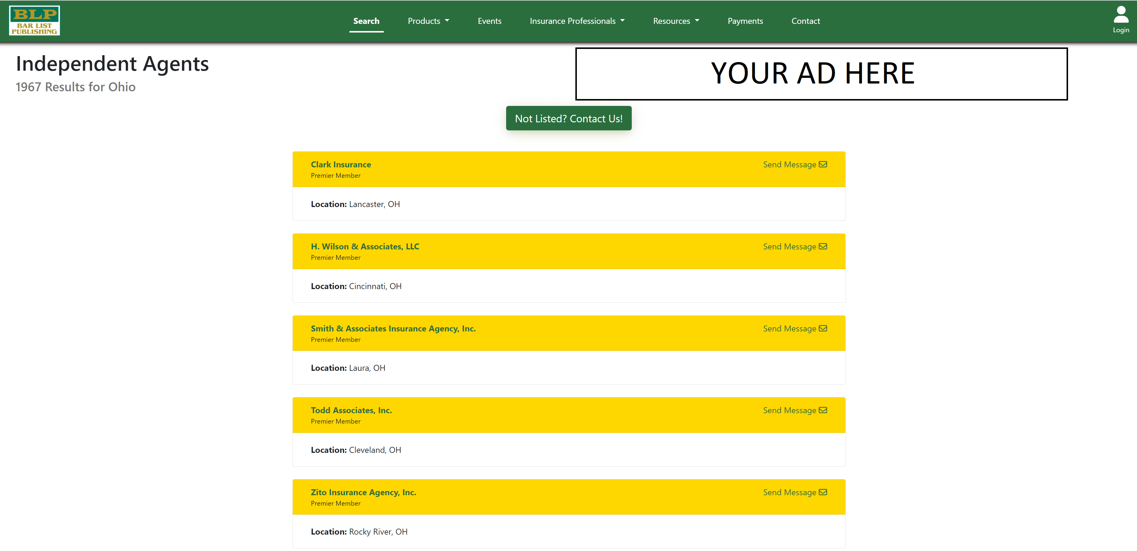 Advertisements for Insurance Agents, Attorneys, Adjusters & Experts