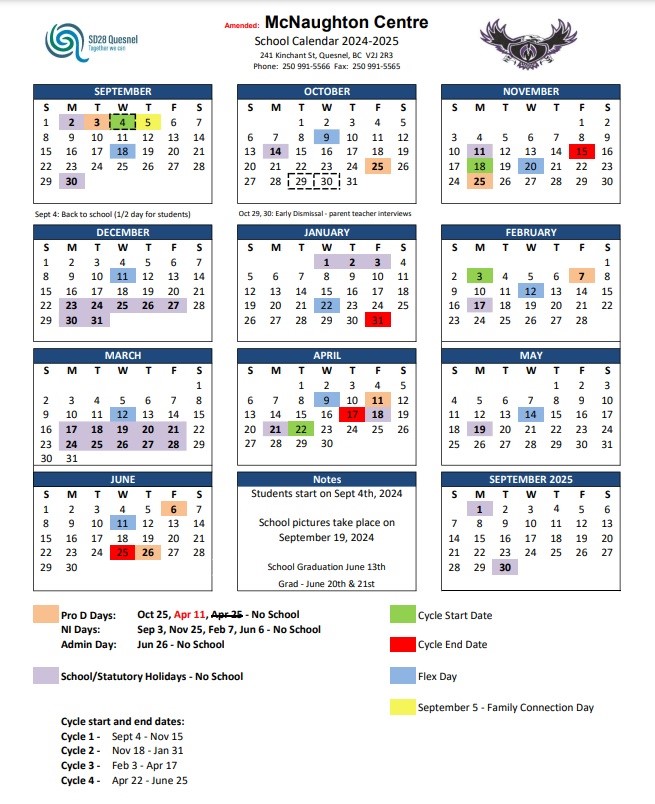 District Calendars Barlow Creek Elementary