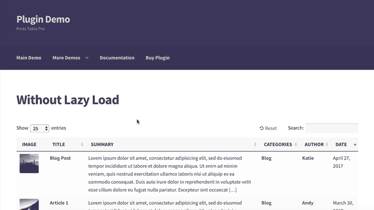 Posts Table Pro Wordpress Table Plugin Lazy Load Performance Option