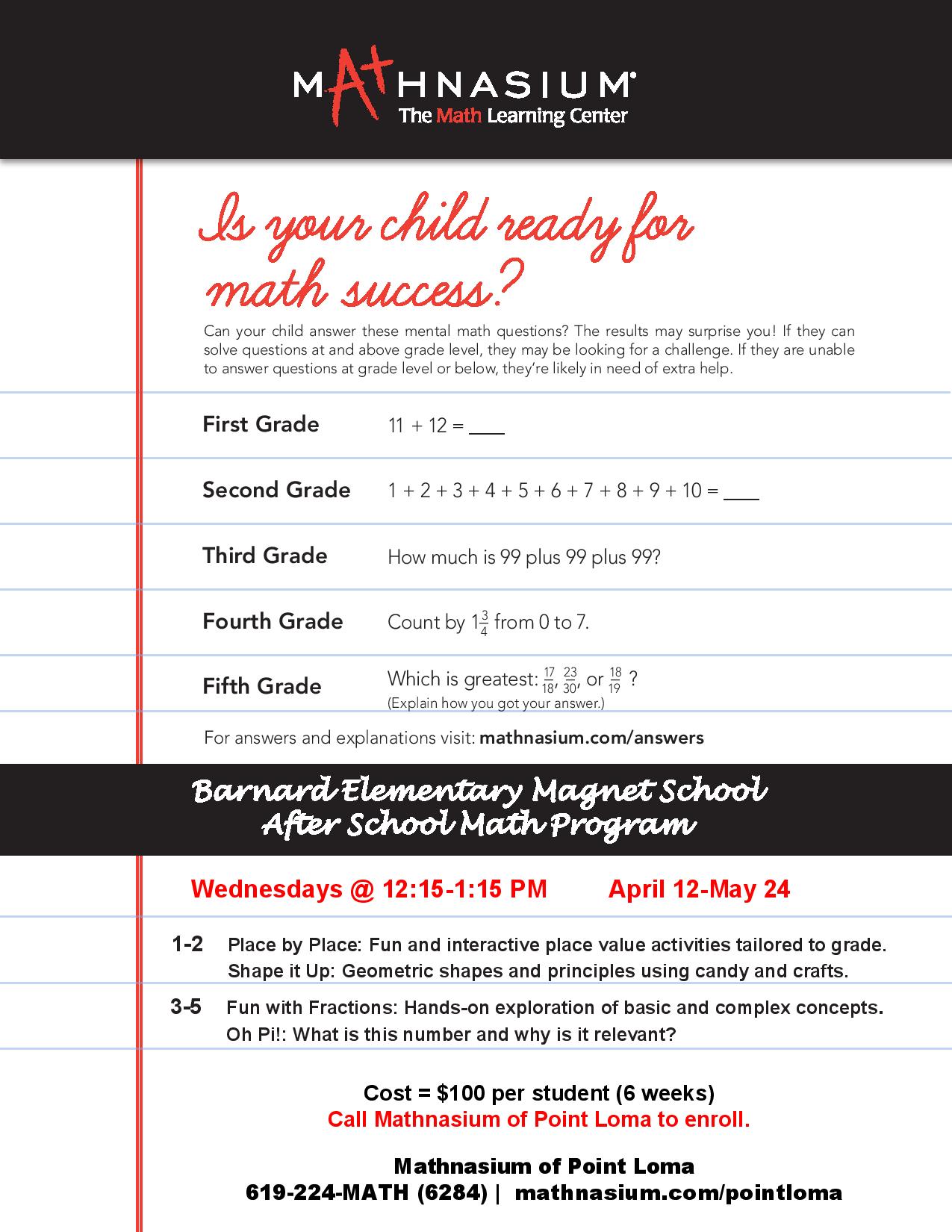 After School Activities BARNARD MANDARIN ELEMENTARY SCHOOL PTA