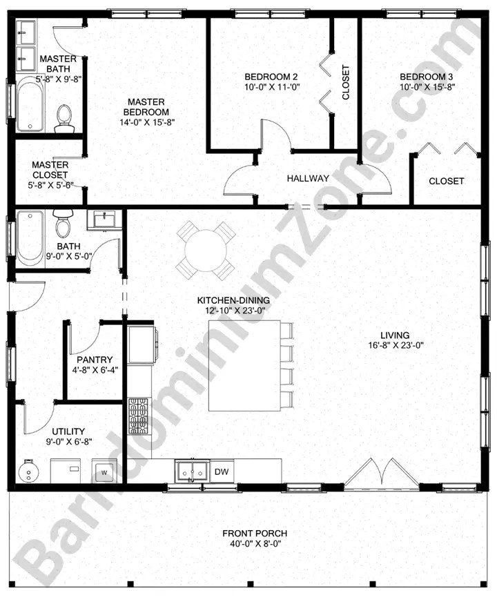 3Bedroom The Cecil Barndominium With Convenient Layout