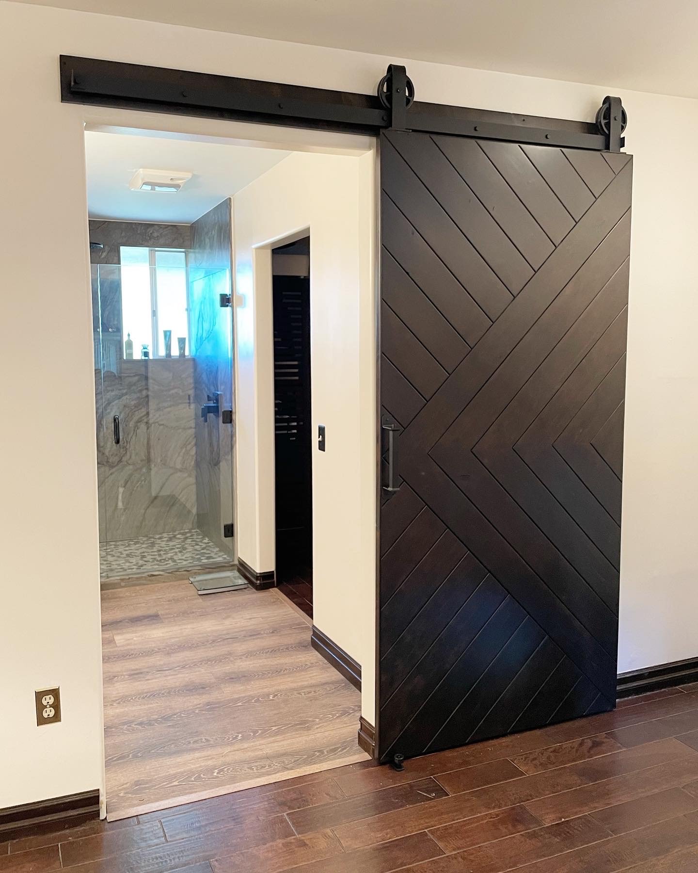 Sparrow Barn Door with Our Classic Top Mount Hardware & Mathis Handle