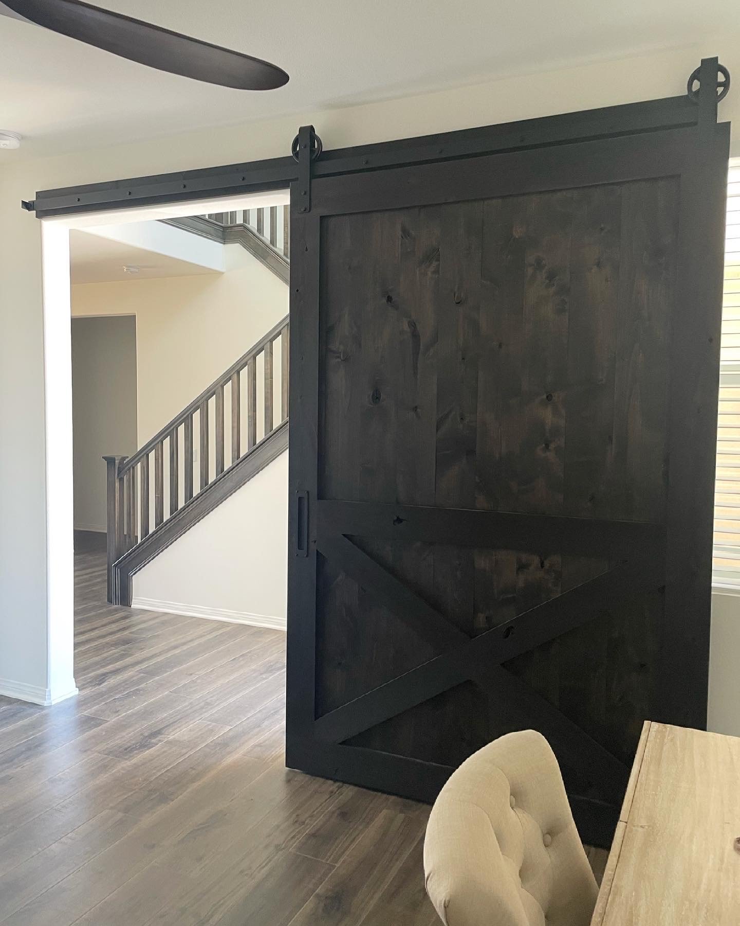 Knotty Alder Bottom X Brace Barn Door with Classic Hardware & Recessed