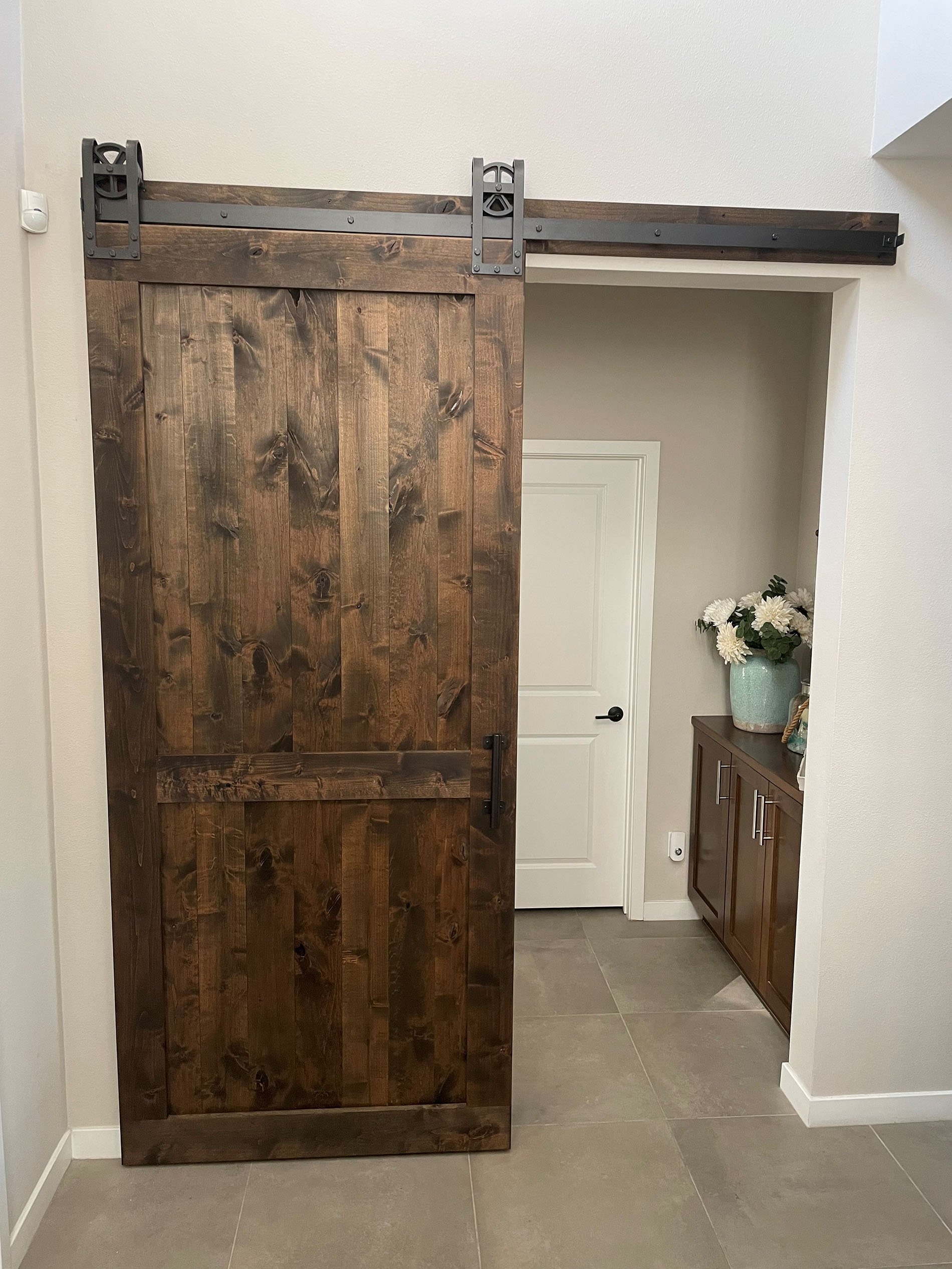 Pine Middle Brace Barn Door with our Octagon Hardware & Hanson Handle