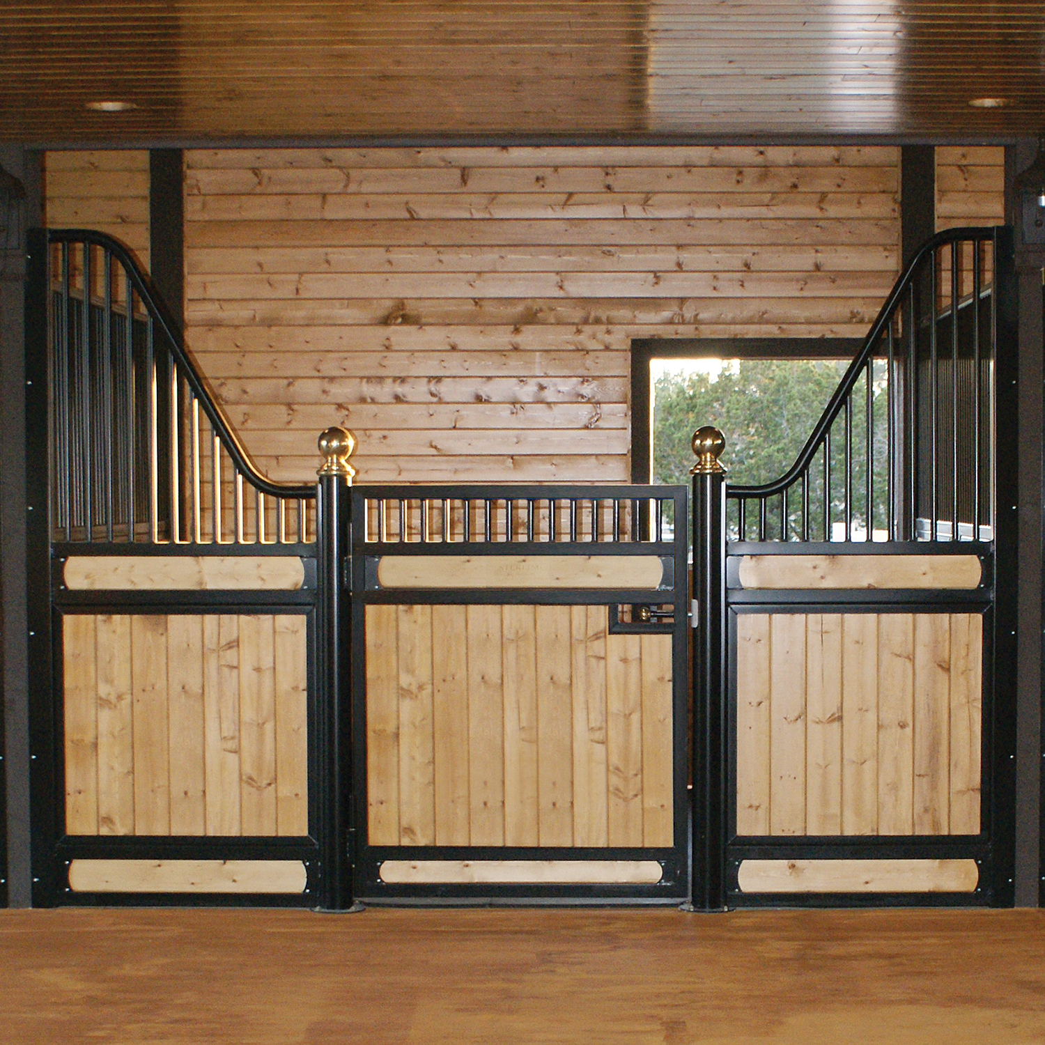 Classic Euro Full Grill Low Rise Stall Front with Solid Door Barn Pros