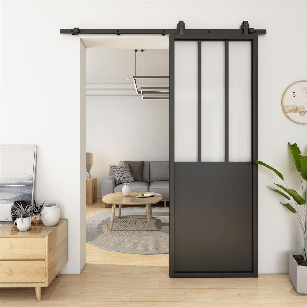 Classique Metal and Glass Sliding Barn Door BarnSmith