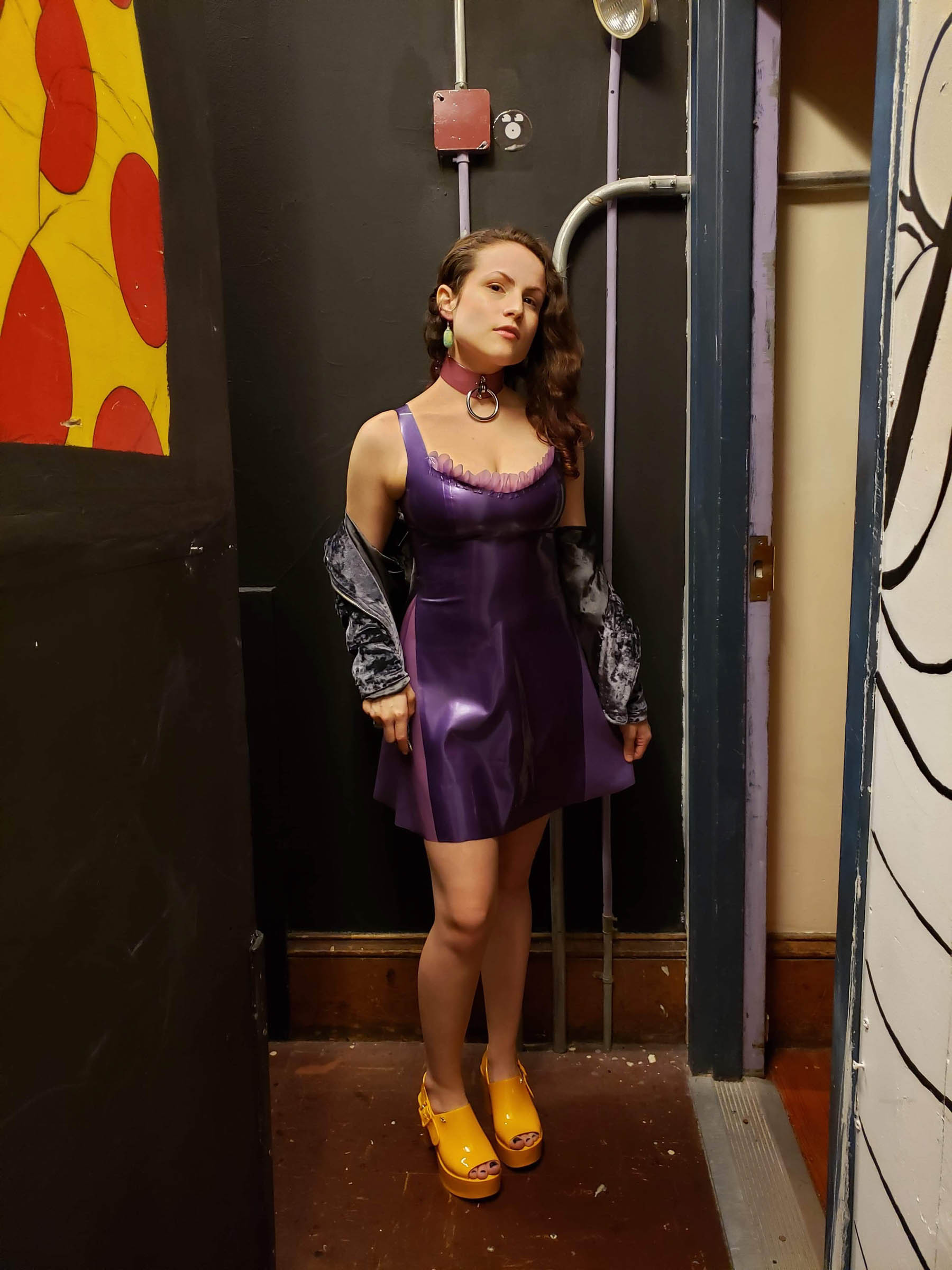 Custom Latex Dress in Pearl Sheen Purple and SemiTransparent Latex