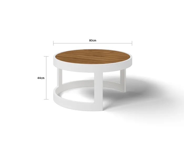 Outdoor Aluminum and wood Round Coffee Table Set (White) price in