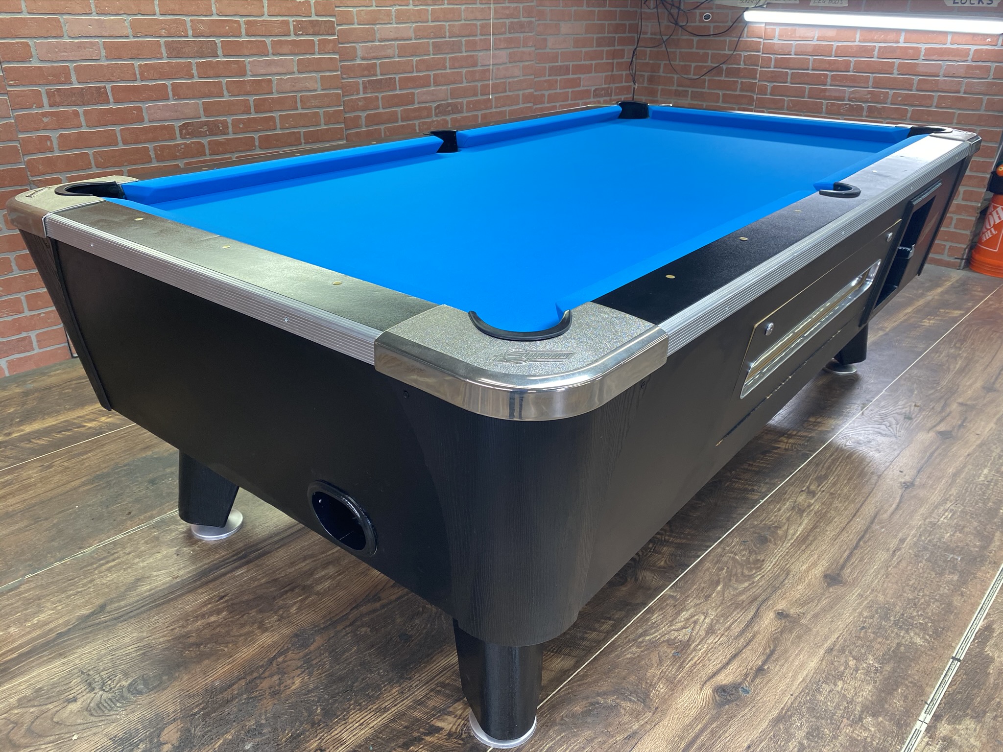 7′ Dynamo Black(Chrome Accents) Used Coin Operated Pool Table Used Coin Operated Bar Pool Tables