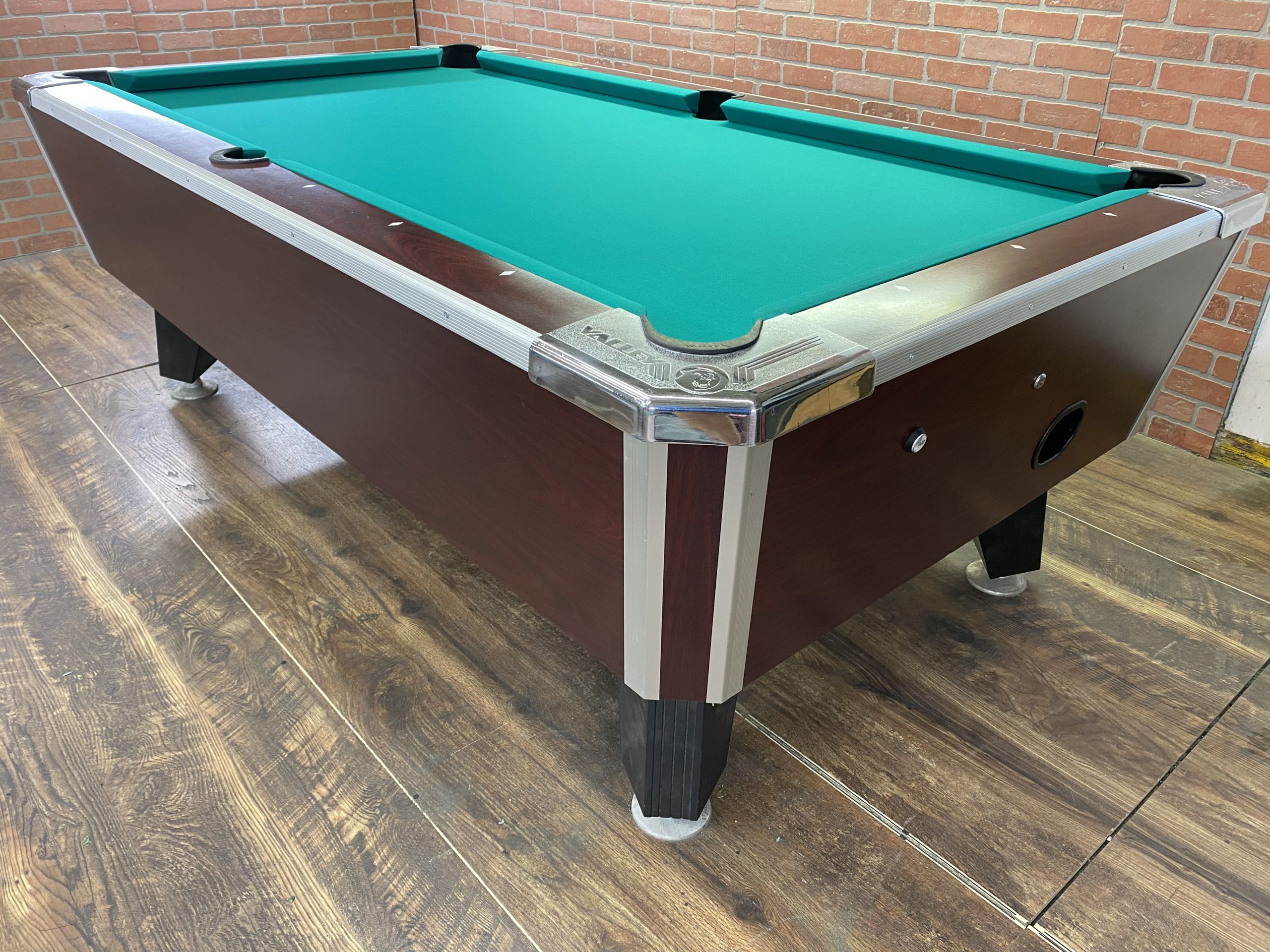7′ Valley Red Mahogany Used Coin Operated Pool Table (New Style) Used
