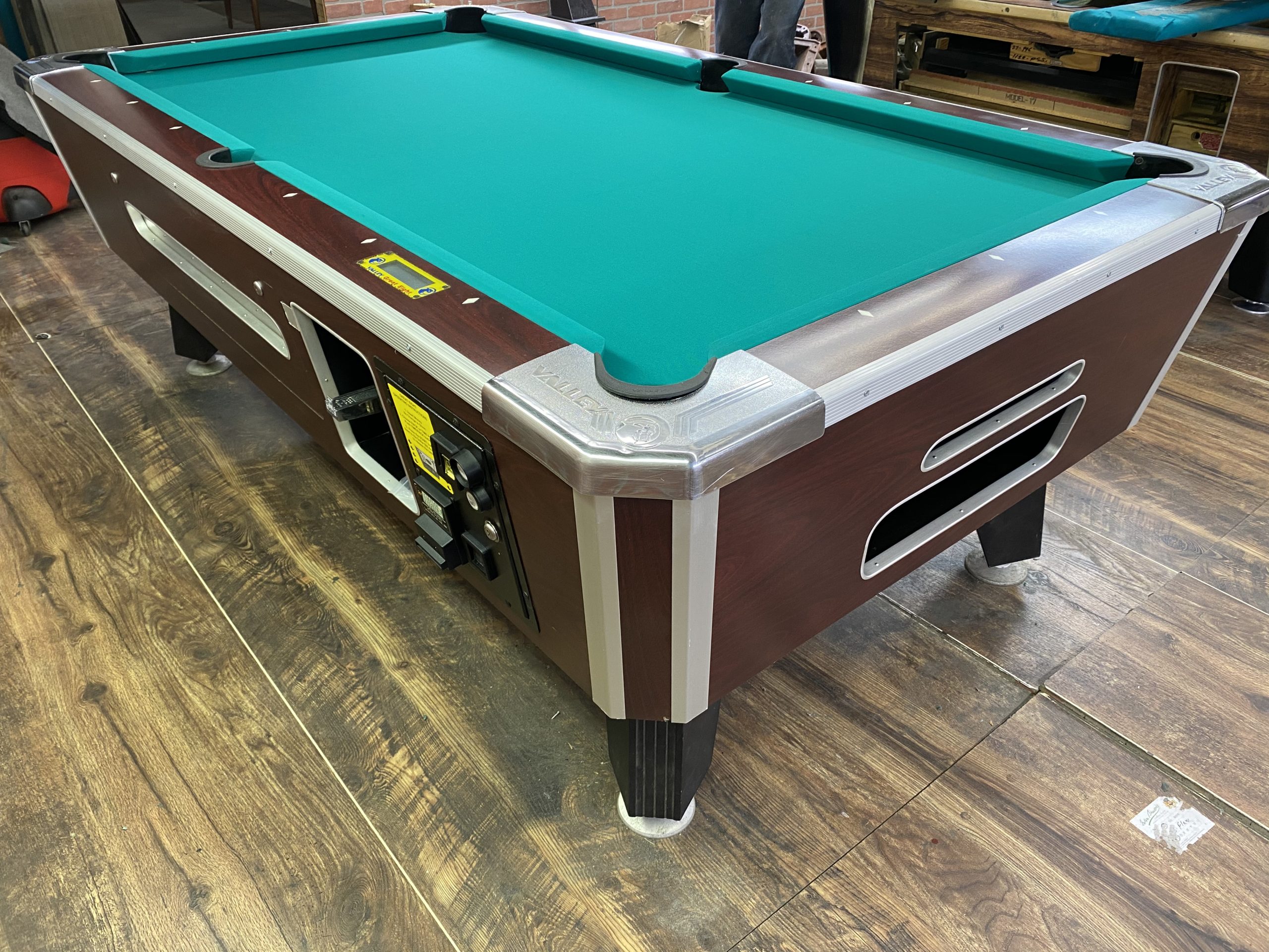 7′ Valley Red Mahogany Used Coin Operated Pool Table (New Style) Used