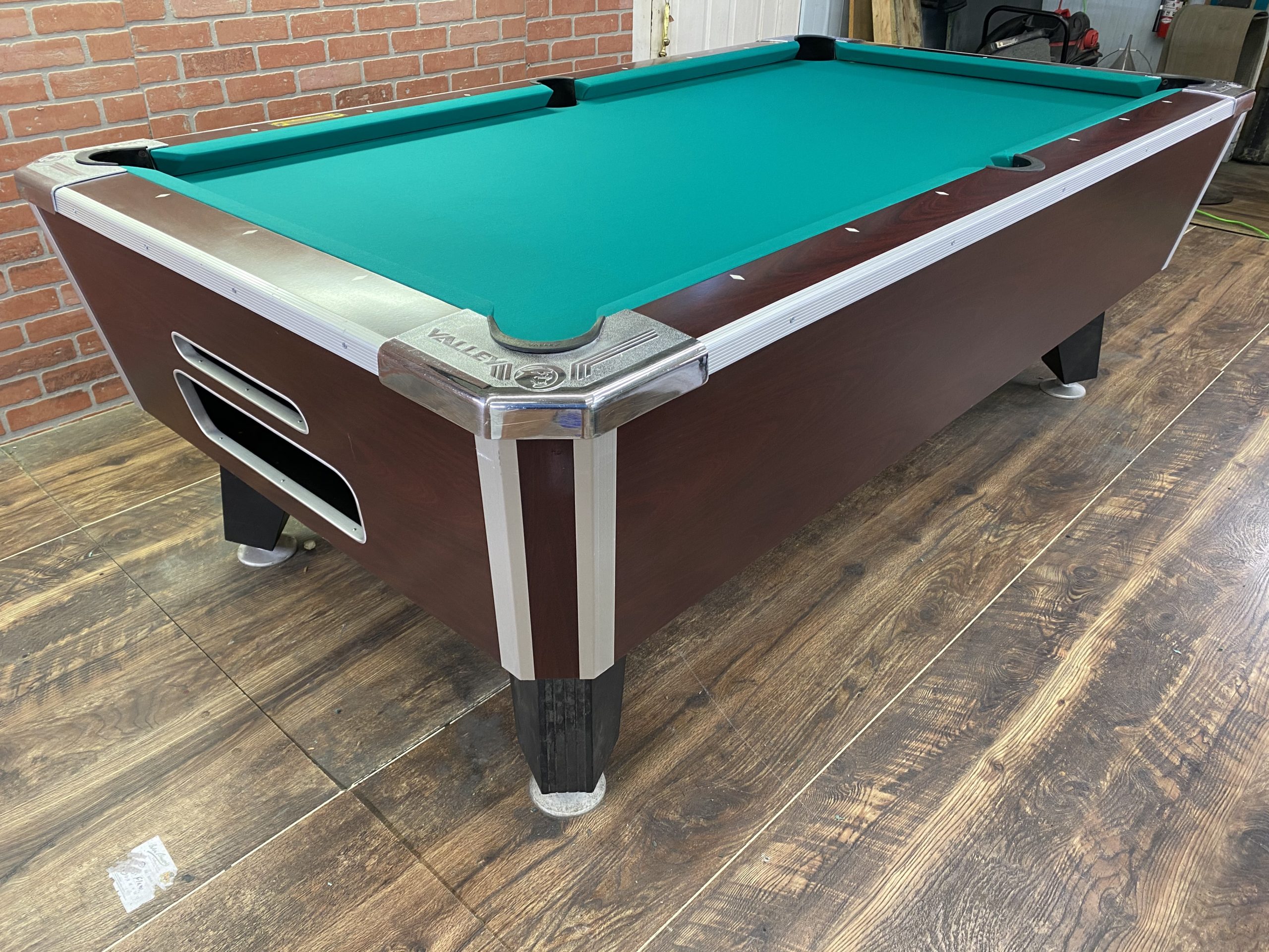 7′ Valley Red Mahogany Used Coin Operated Pool Table (New Style) Used