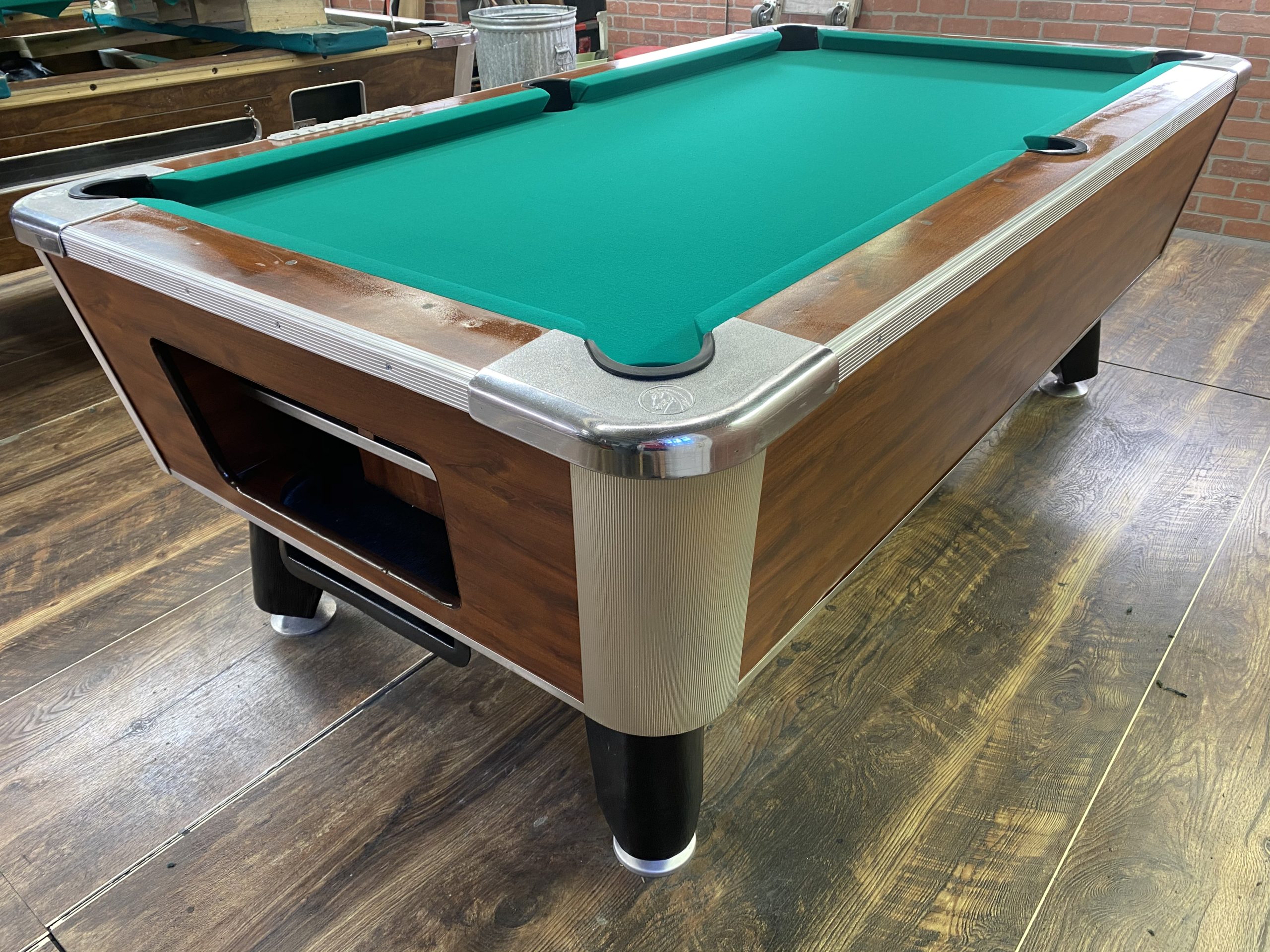 6 1/2 Venture Pecan Used Coin Operated Pool Table Used Coin Operated