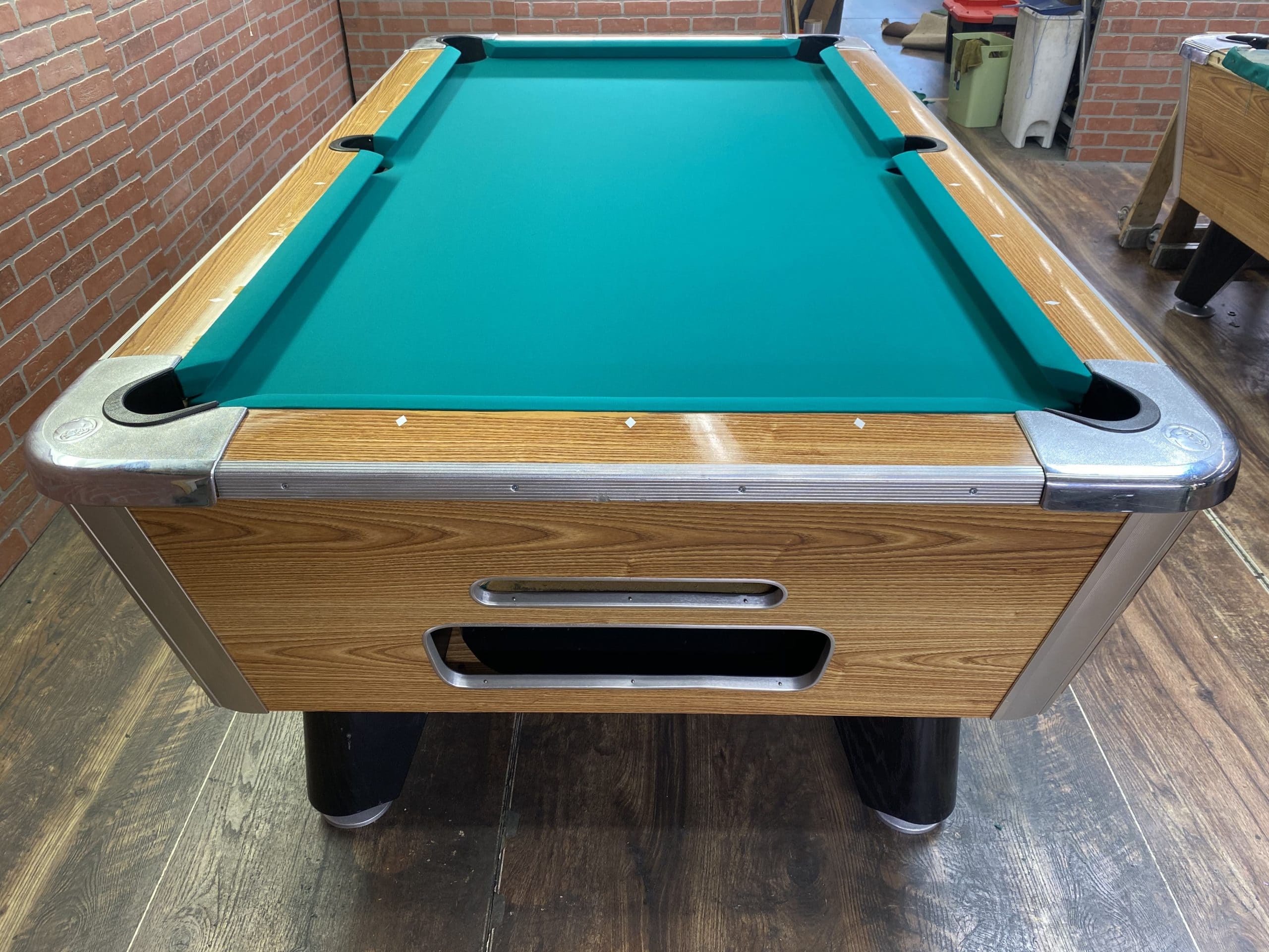 7′ Valley Light Oak Used Coin Operated Pool Table Used Coin Operated Bar Pool Tables