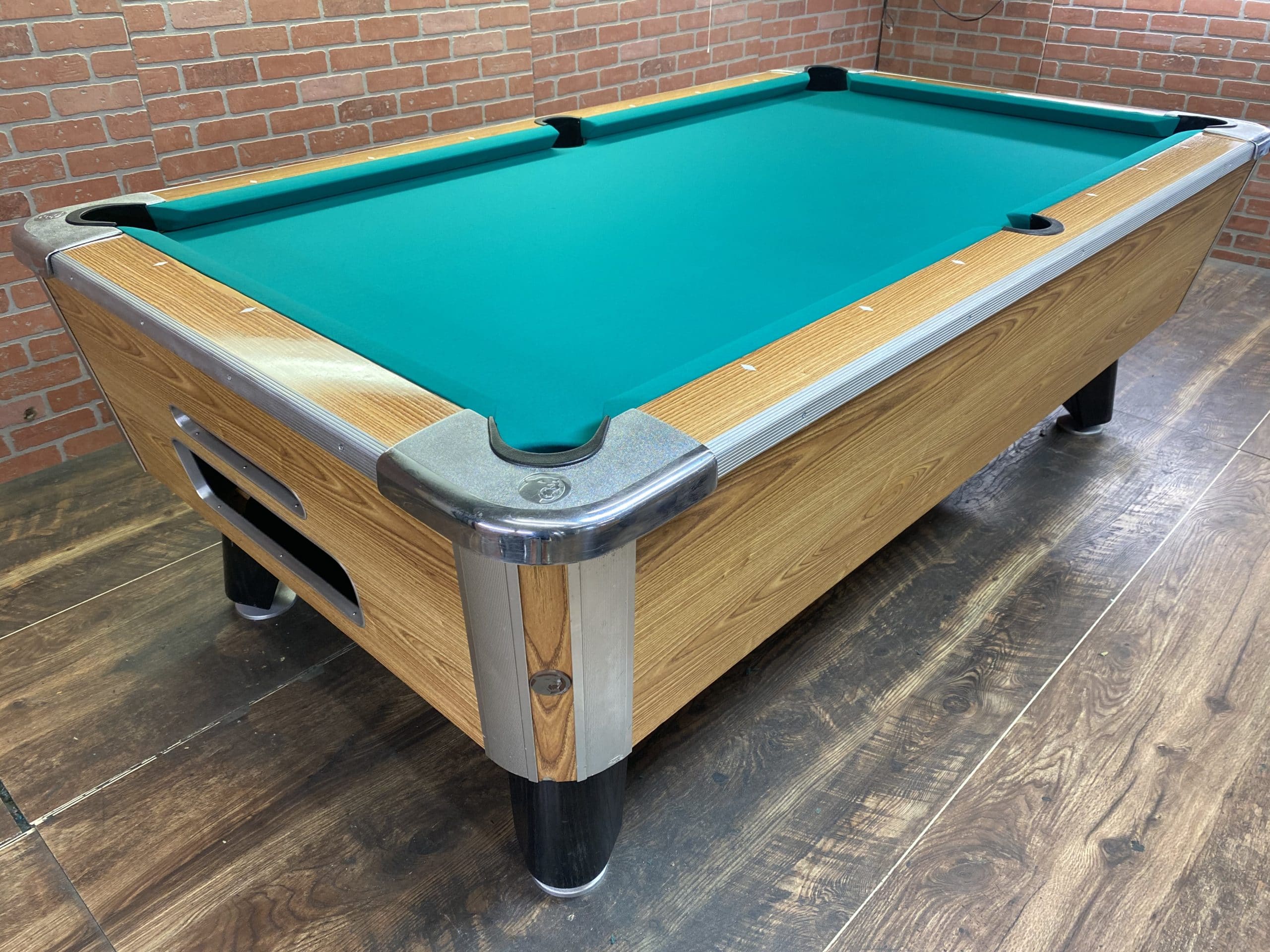 7′ Valley Light Oak Used Coin Operated Pool Table Used Coin Operated