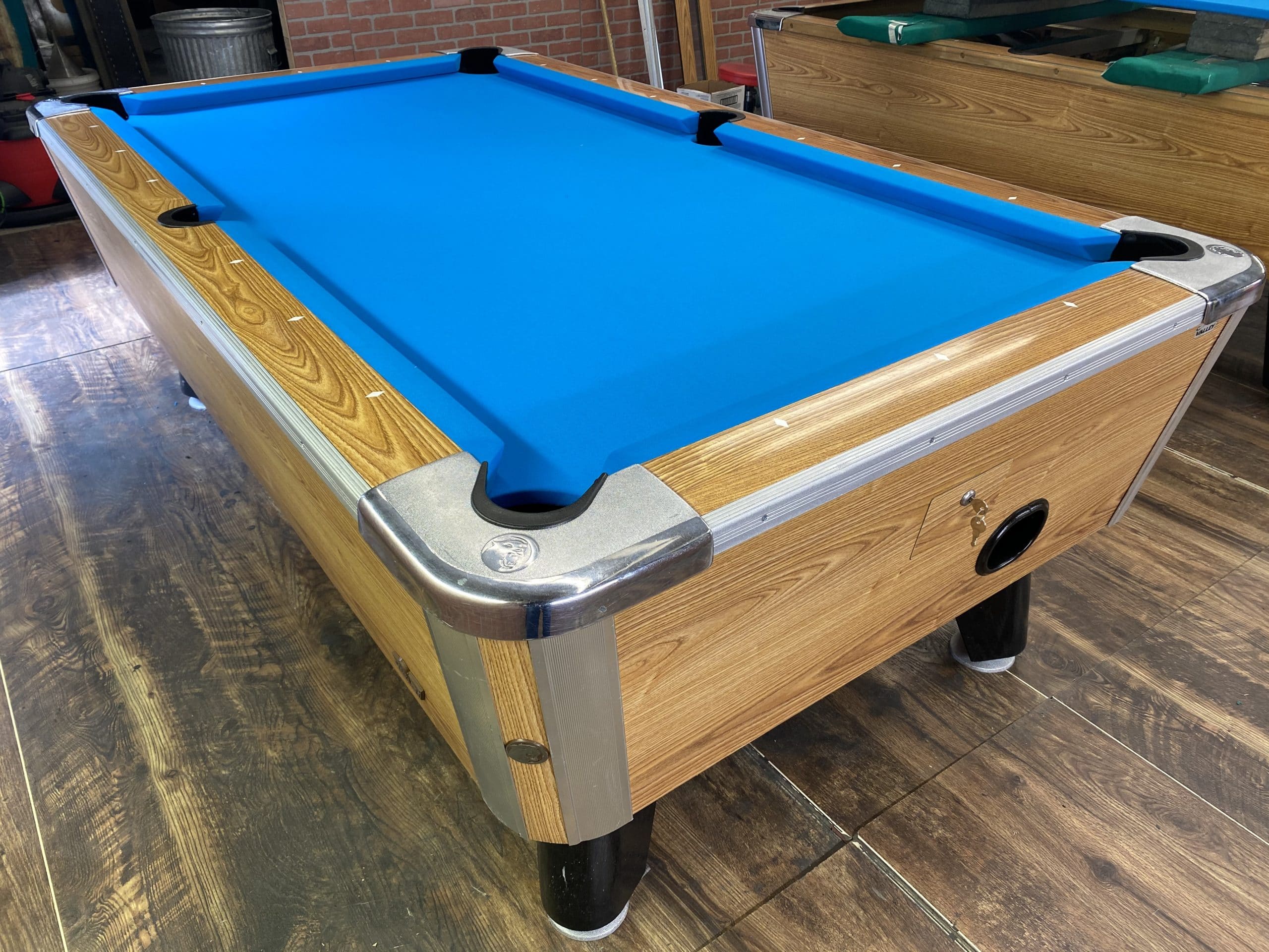 7′ Valley Light Oak Used Coin Operated Pool Table Used Coin Operated