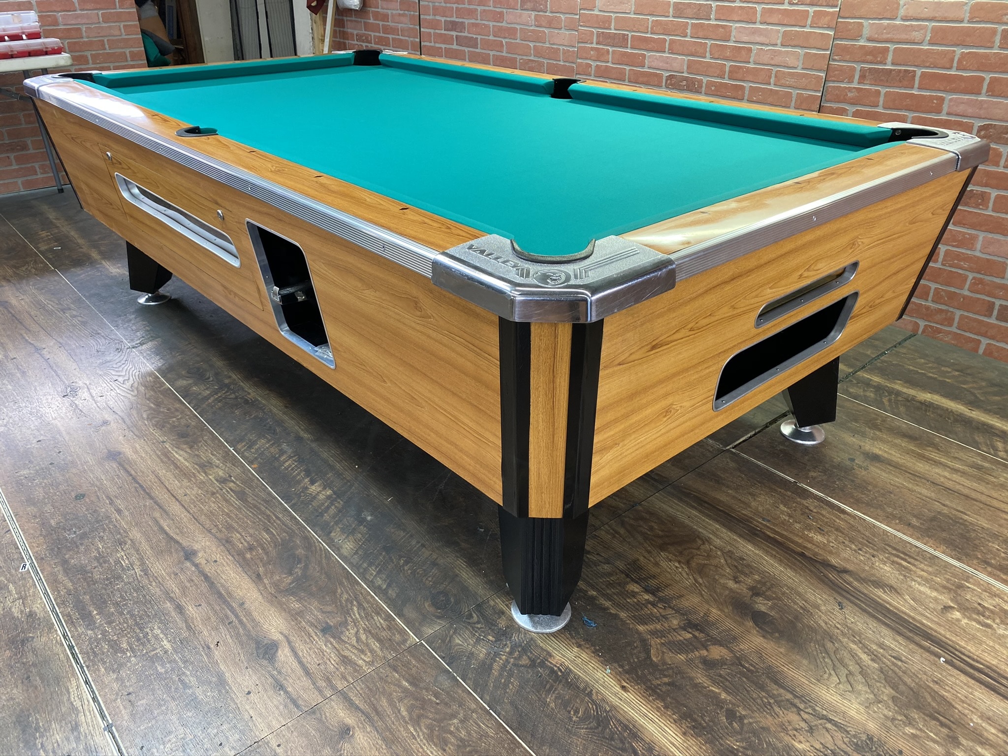 8′ Valley Light Oak(New Style) Used Coin Operated Pool Table Used
