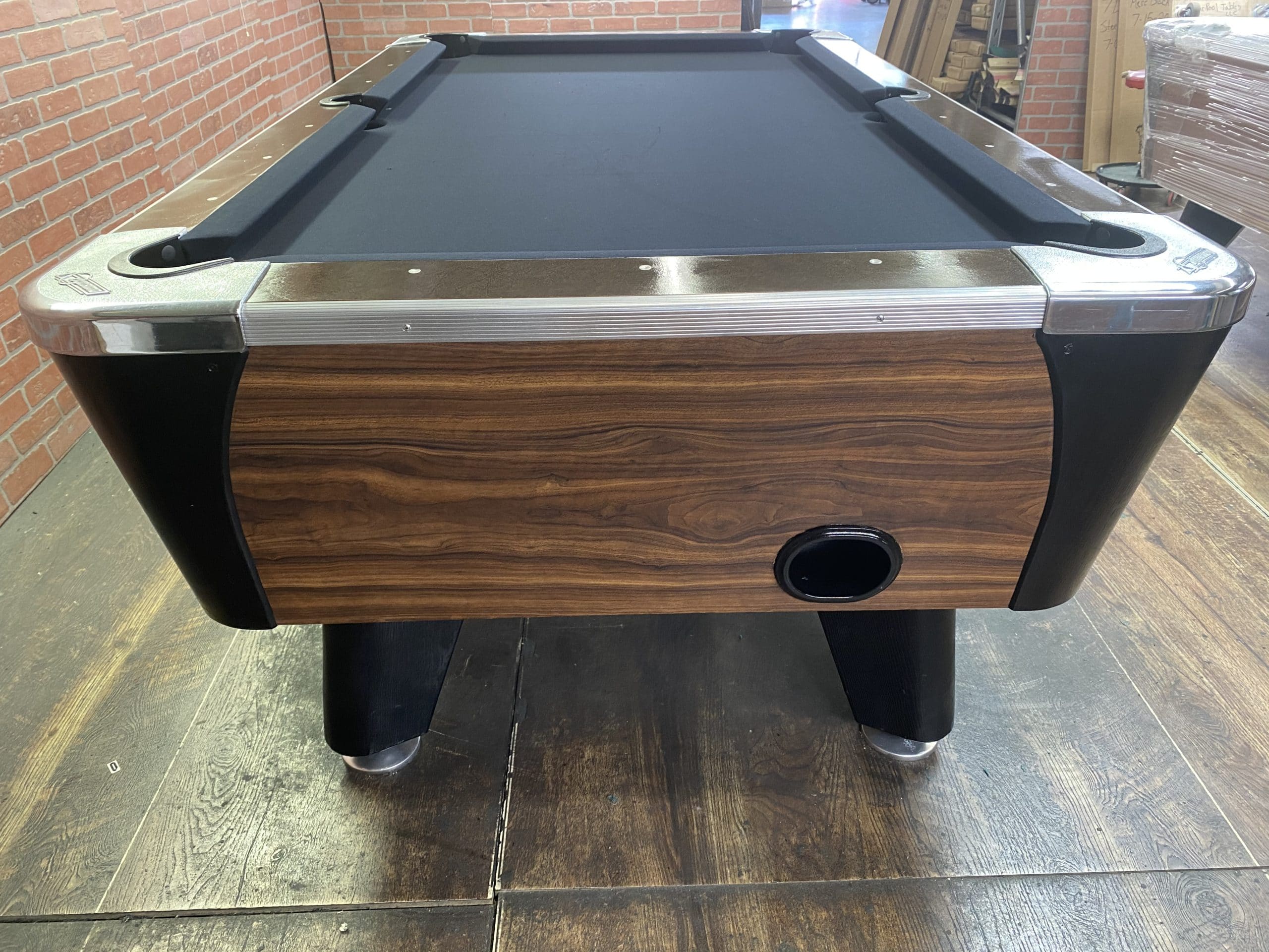 6 1/2 Dynamo Dark Oak Used Coin Operated Pool Table Used Coin