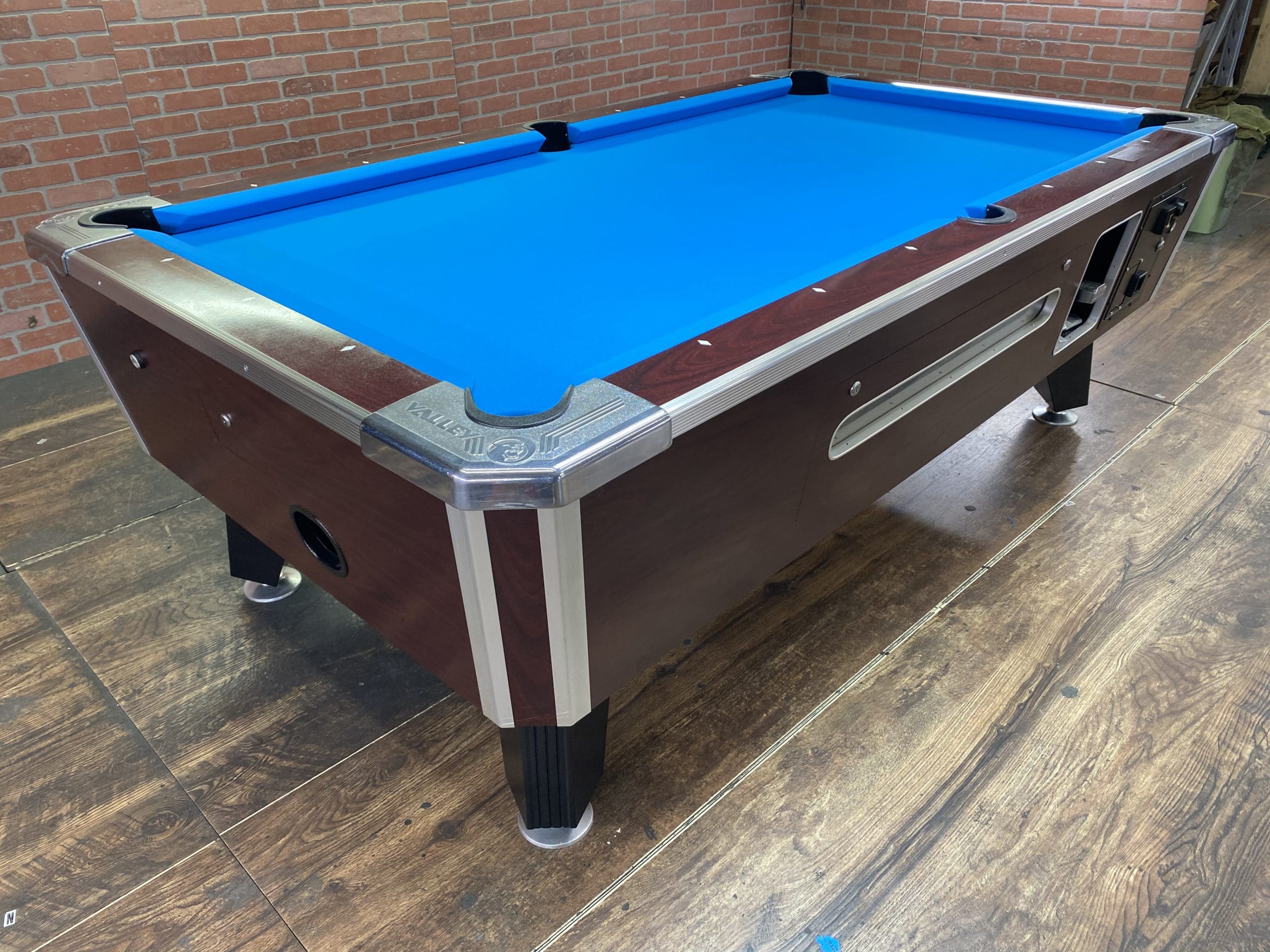 7′ Valley Red Mahogany Used Coin Operated Pool Table Used Coin