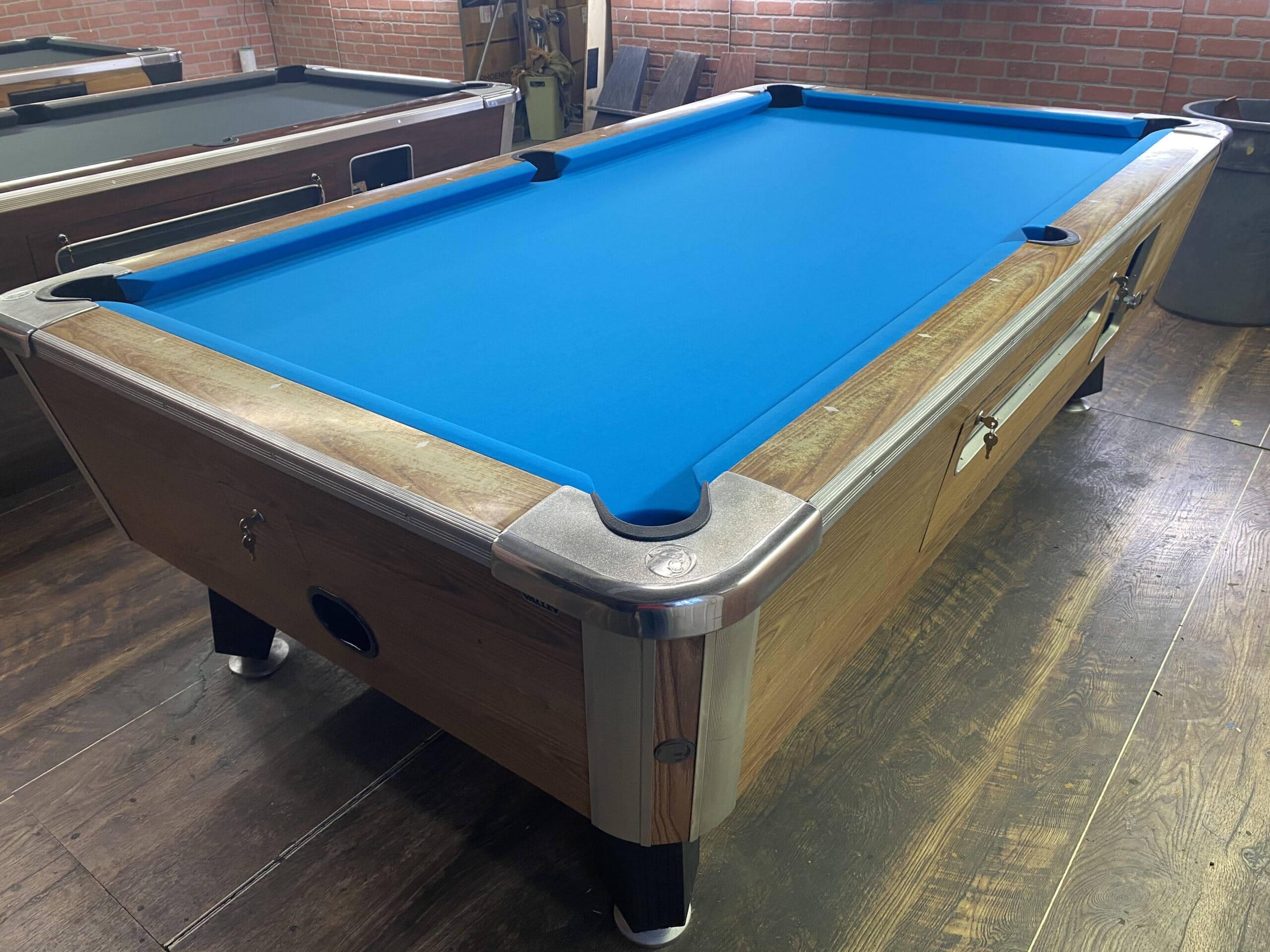 8′ Valley Light Oak Used Coin Operated Pool Table Used Coin Operated