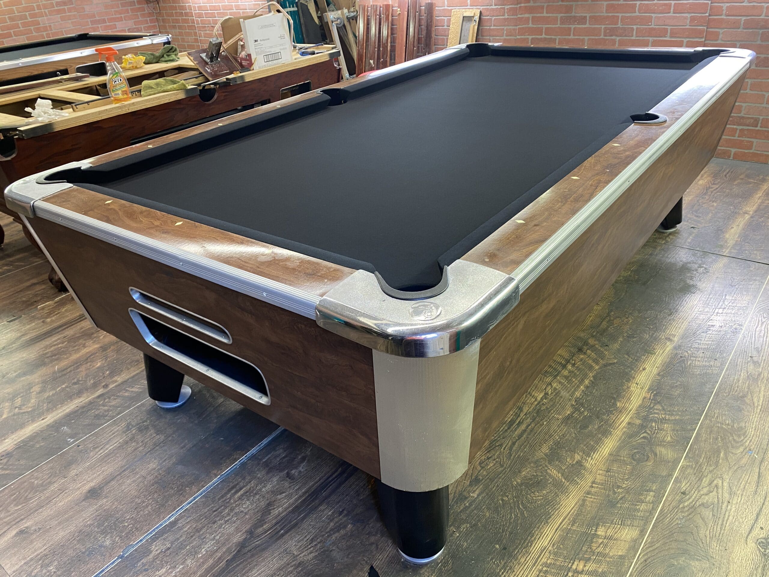 8′ Valley Light Brown Used Coin Operated Pool Table Used Coin