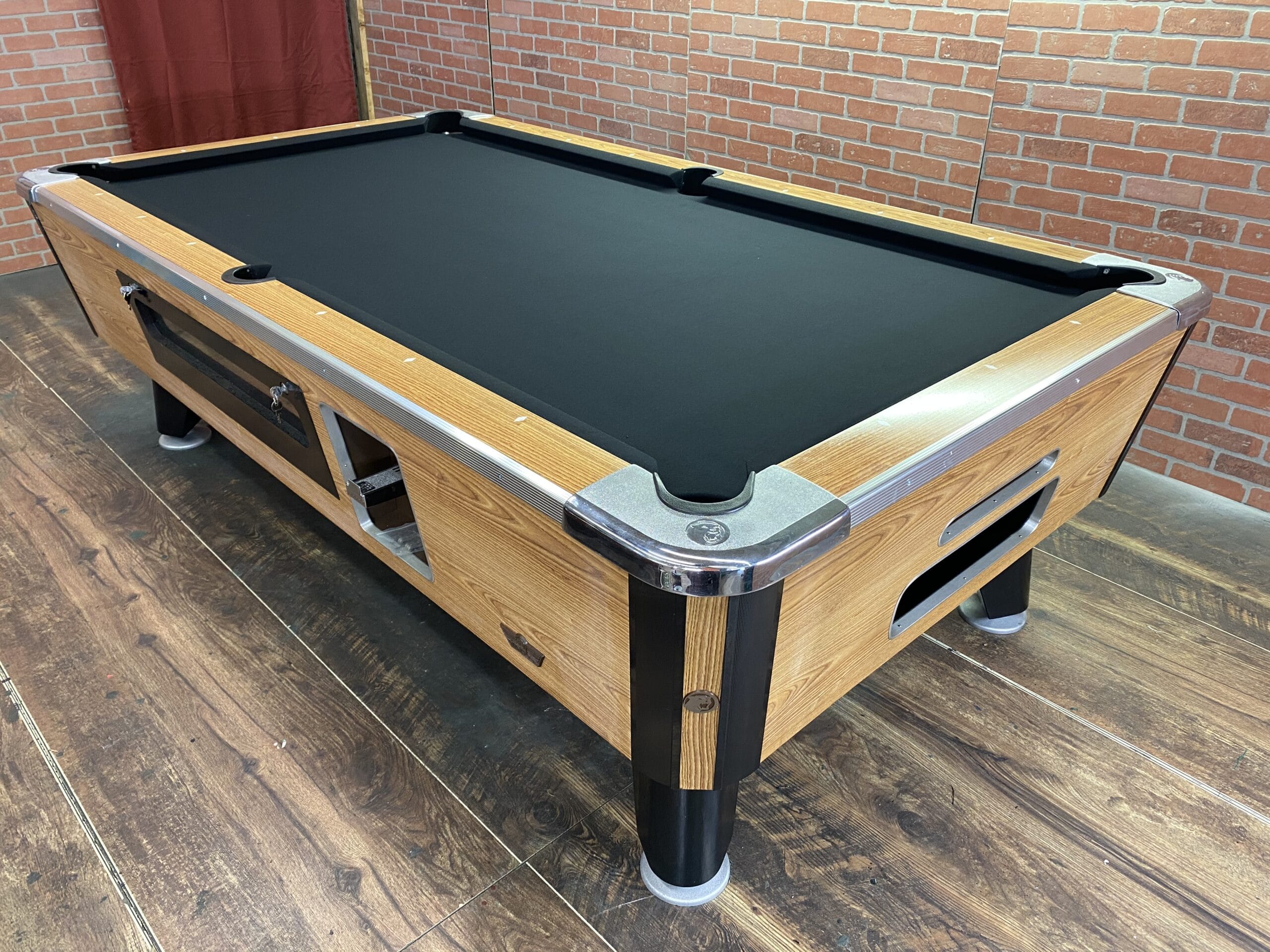 8′ Valley Light Oak Used Coin Operated Pool Table Used Coin Operated Bar Pool Tables