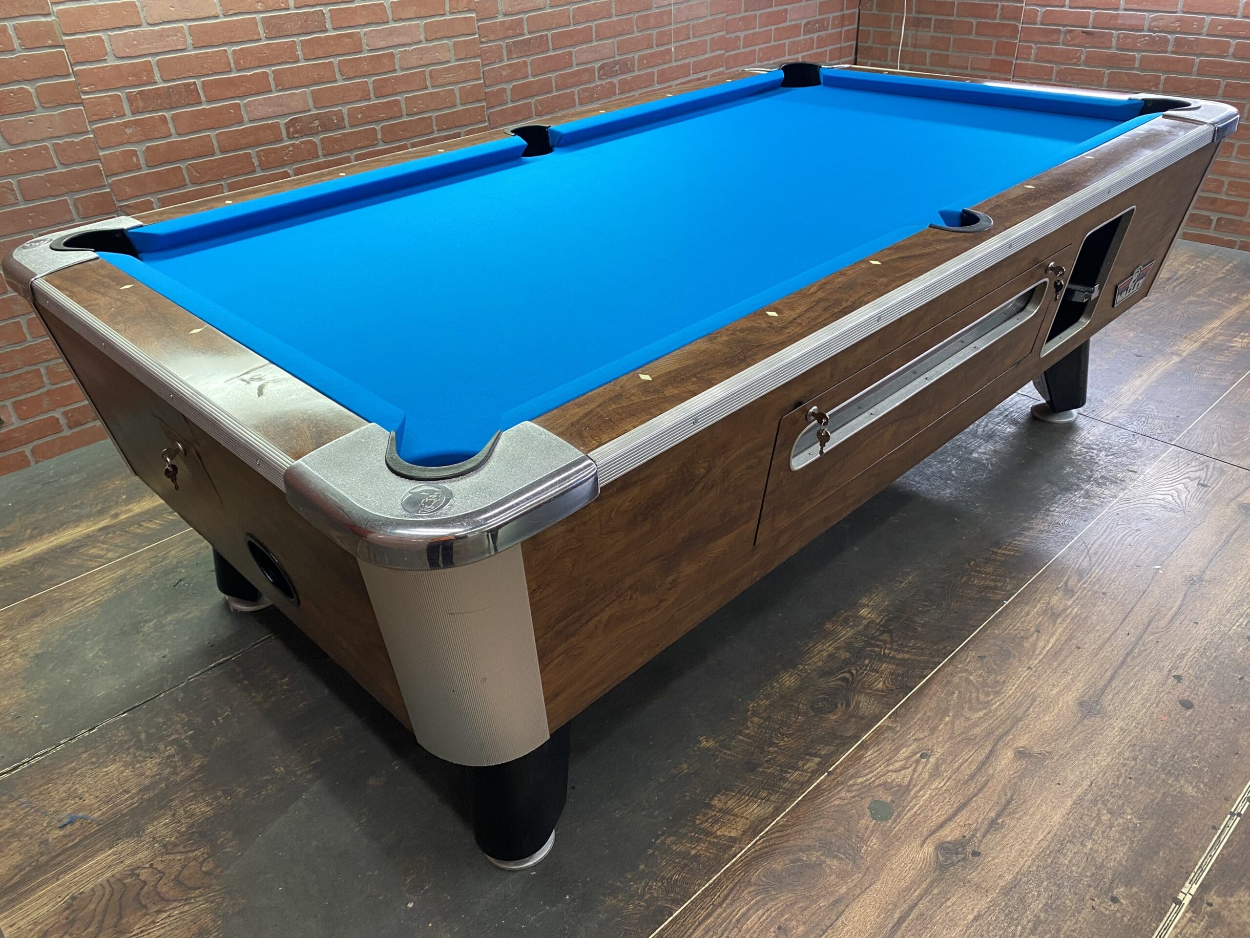 7′ Valley Light Walnut Used Coin Operated Pool Table Used Coin