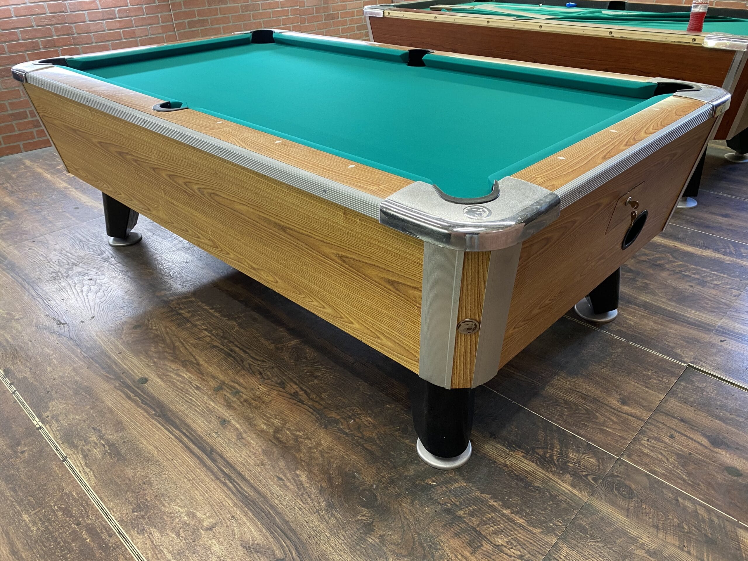 7′ Valley Light Oak Used Coin Operated Pool Table Used Coin Operated Bar Pool Tables