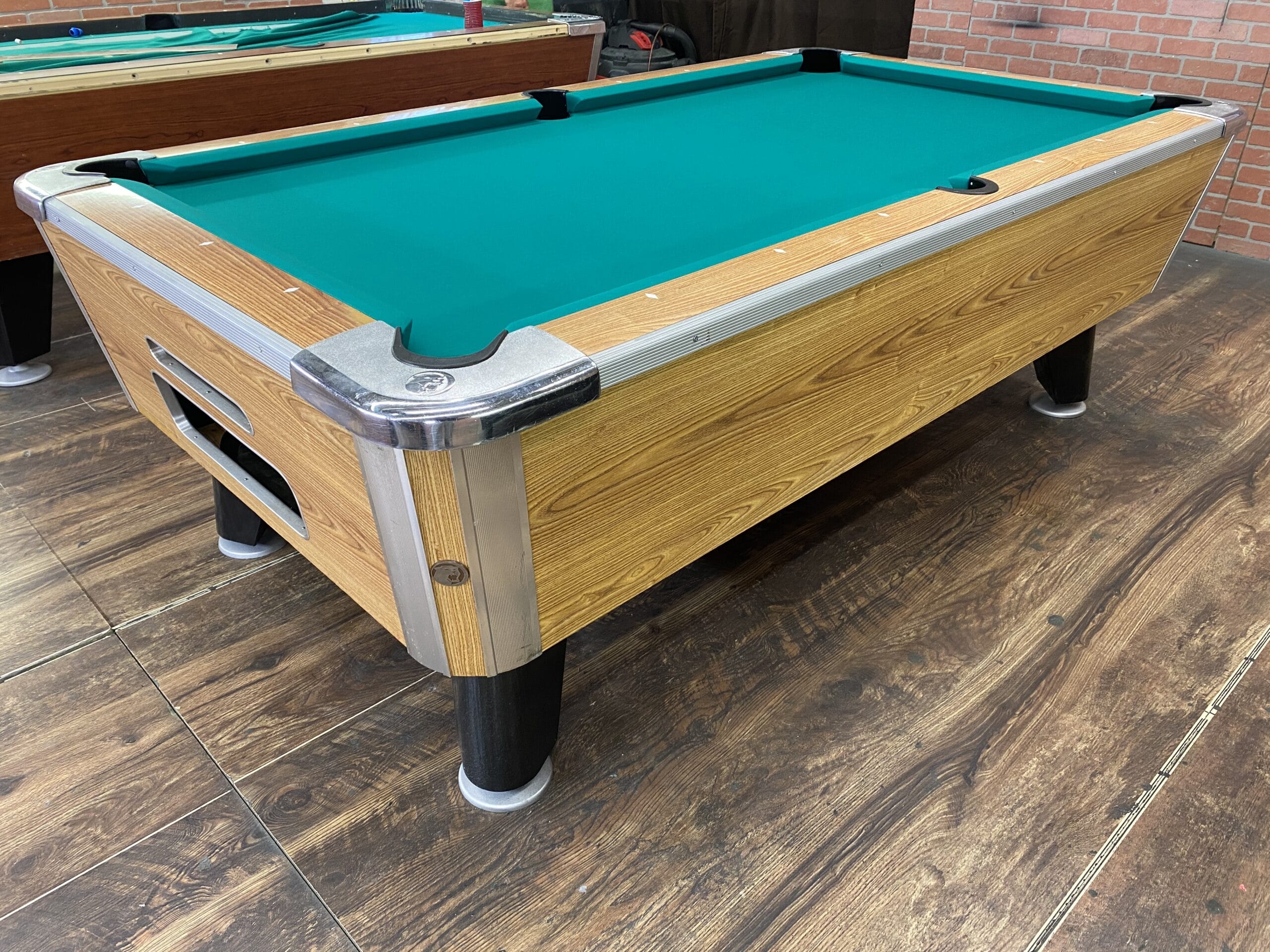 7′ Valley Light Oak Used Coin Operated Pool Table Used Coin Operated