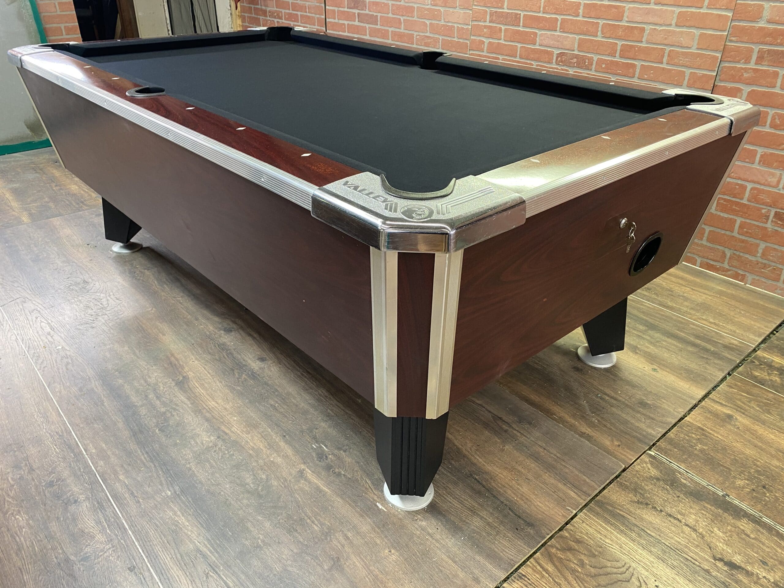 6 1/2 Valley Red Mahogany Used Coin Operated Pool Table Used Coin