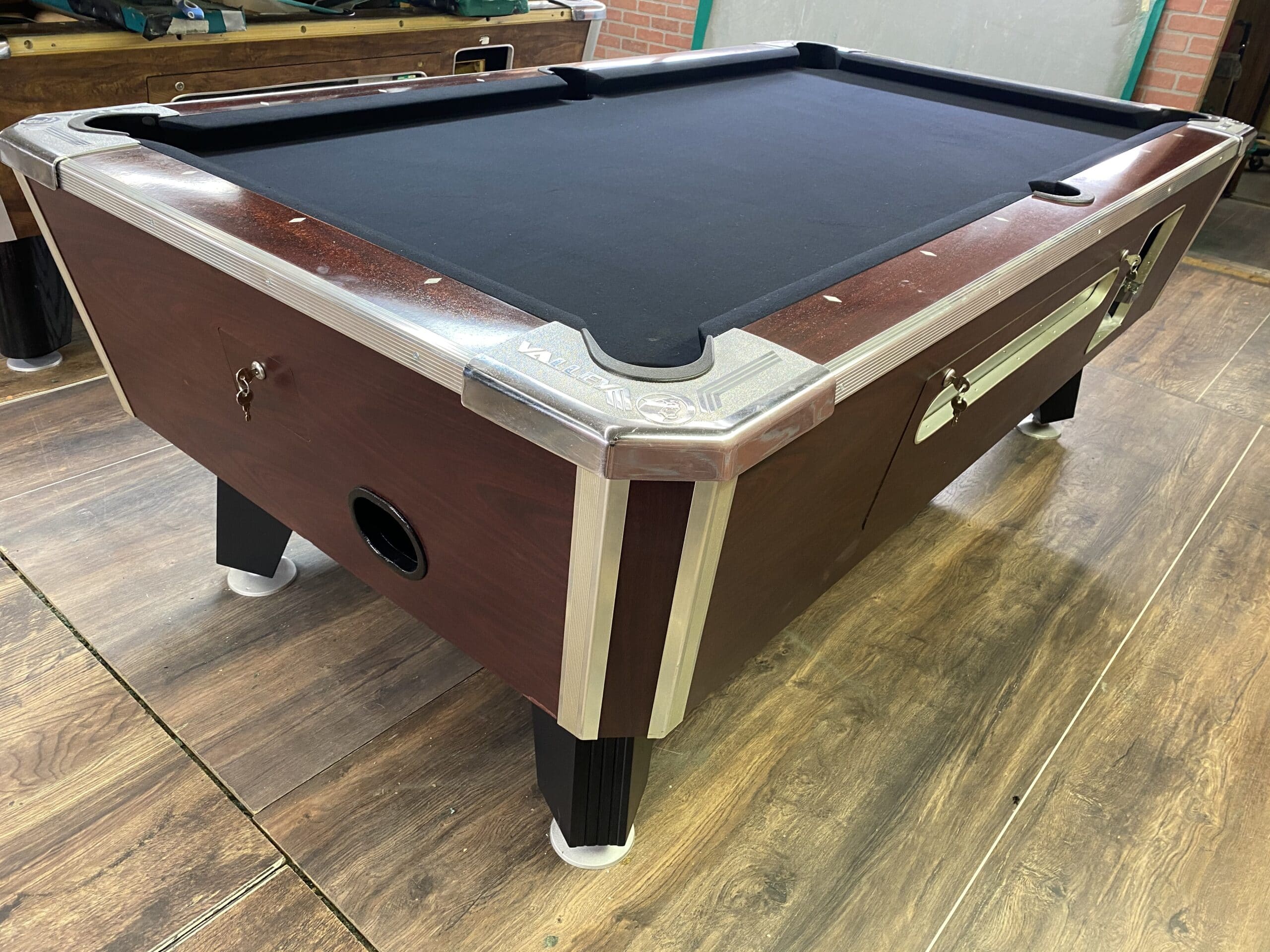 6 1/2 Valley Red Mahogany Used Coin Operated Pool Table Used Coin