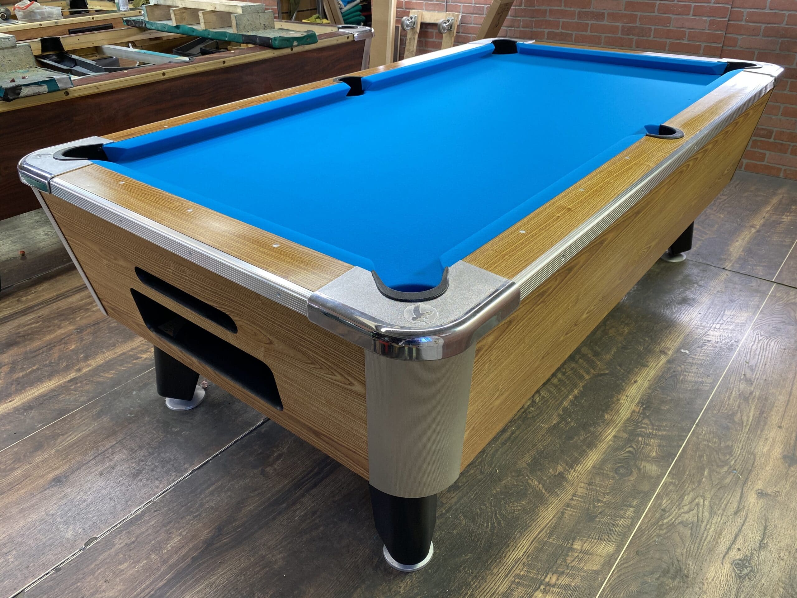 7′ Great American Light Oak Used Coin Operated Pool Table Used Coin