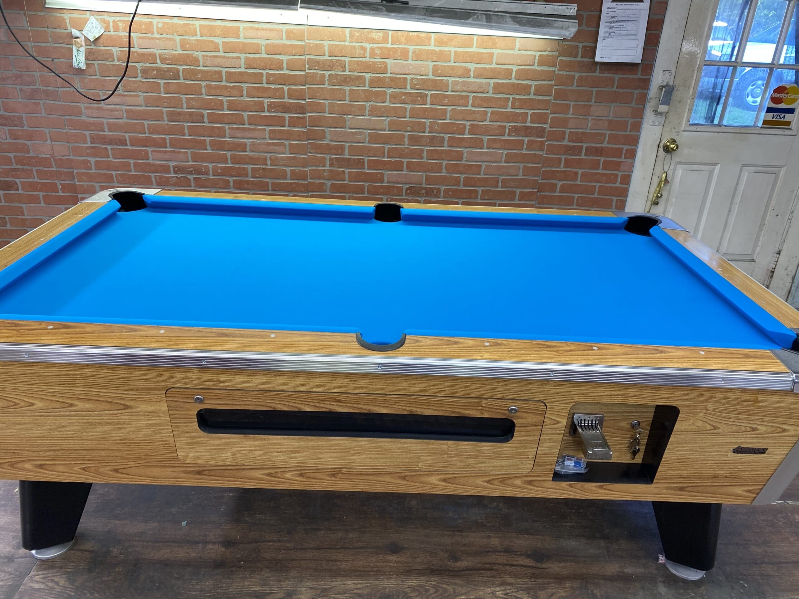 7′ Great American Light Oak Used Coin Operated Pool Table Used Coin