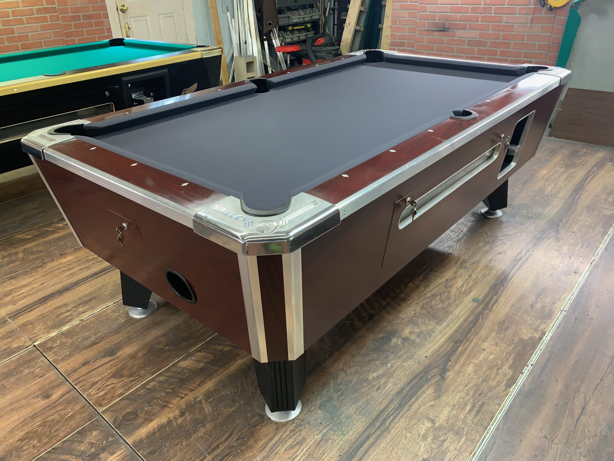 6 1/2 Valley Red Mahogany Used Coin Operated Pool Table Used Coin