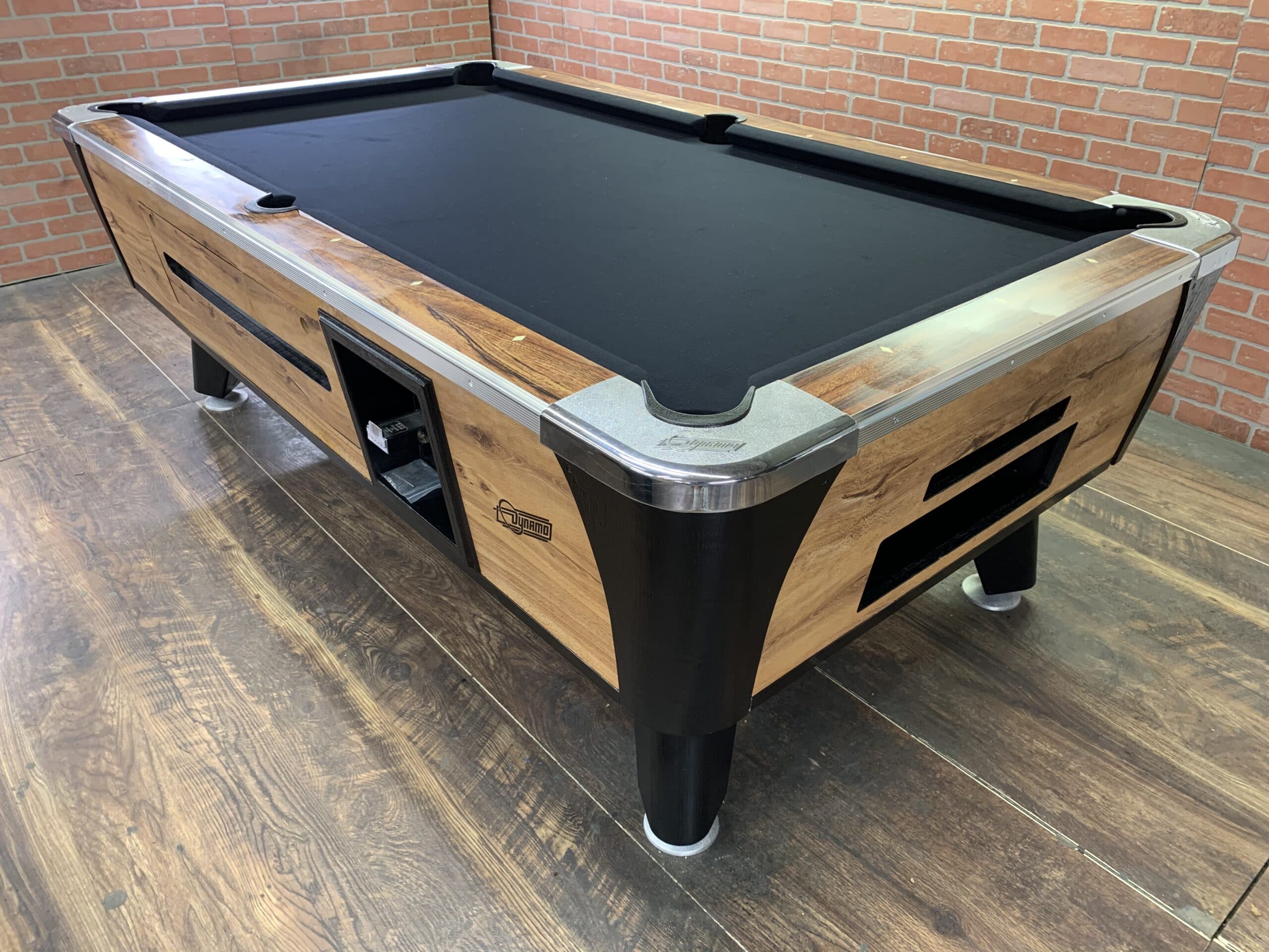7′ Dynamo Knotted Pine Used Coin Operated Pool Table Used Coin