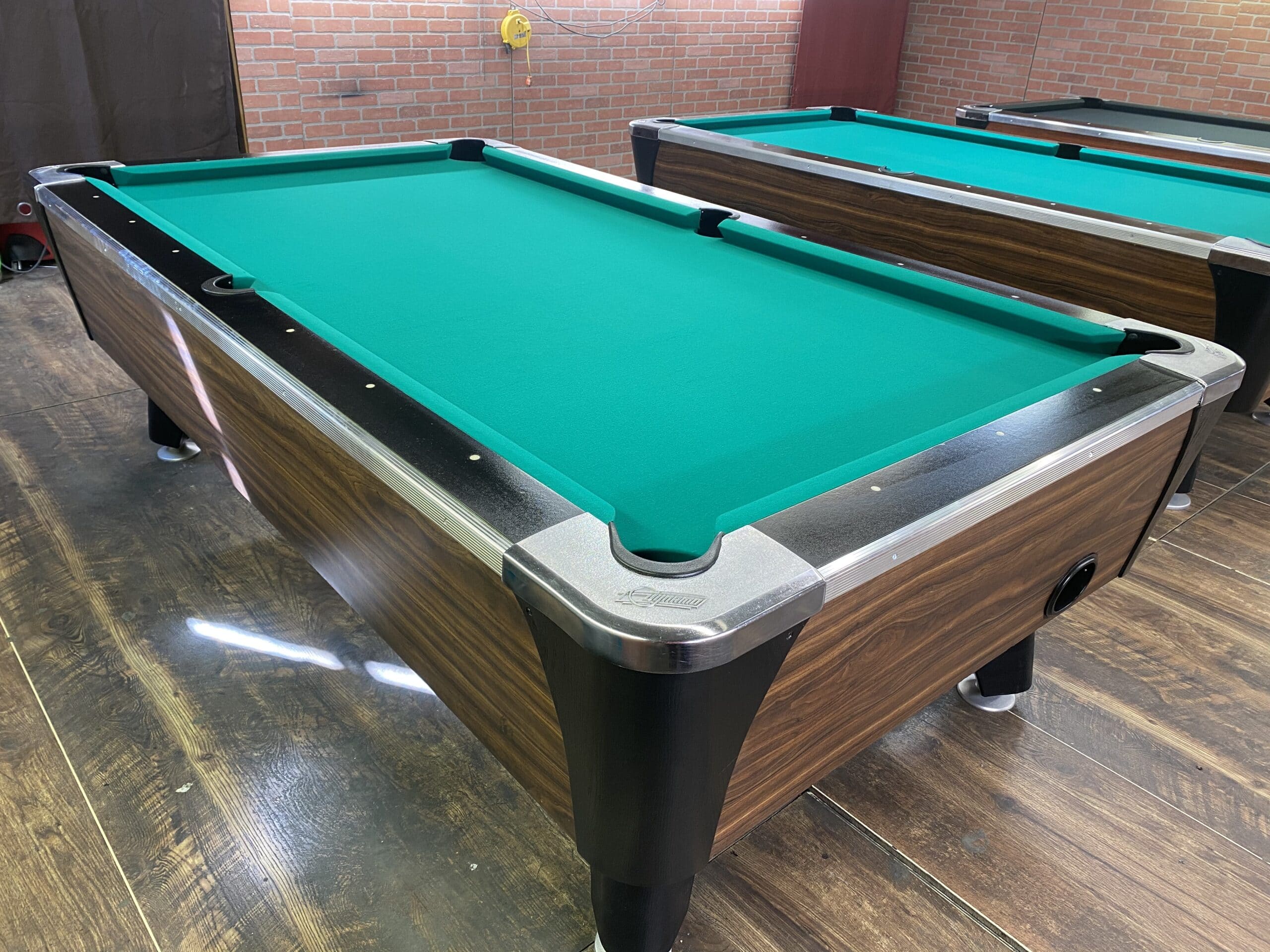 8′ Dynamo Walnut Used Coin Operated Pool Table Used Coin Operated Bar