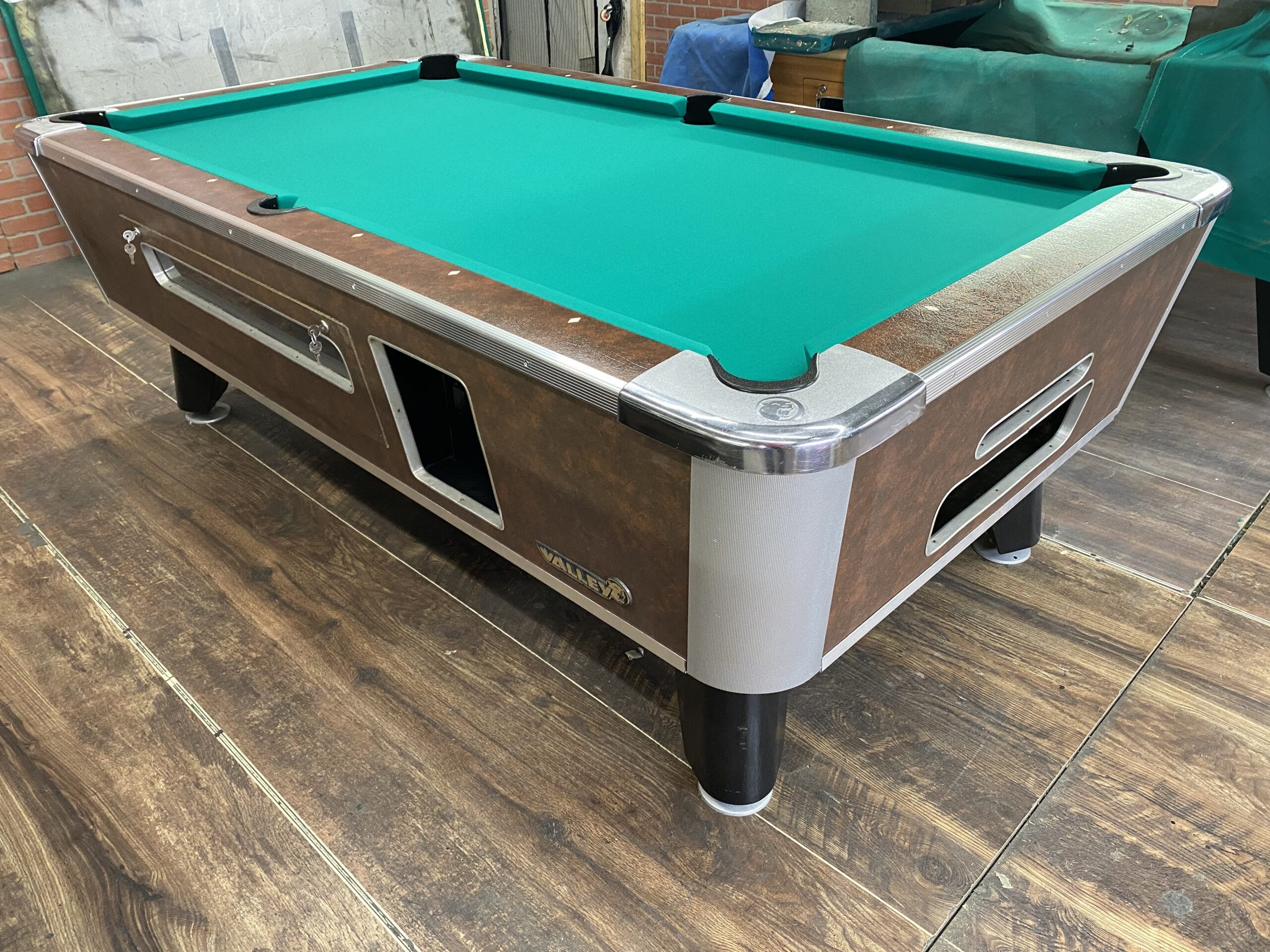 7′ Valley Cheyenne Leather Used Coin Operated Pool Table Used Coin