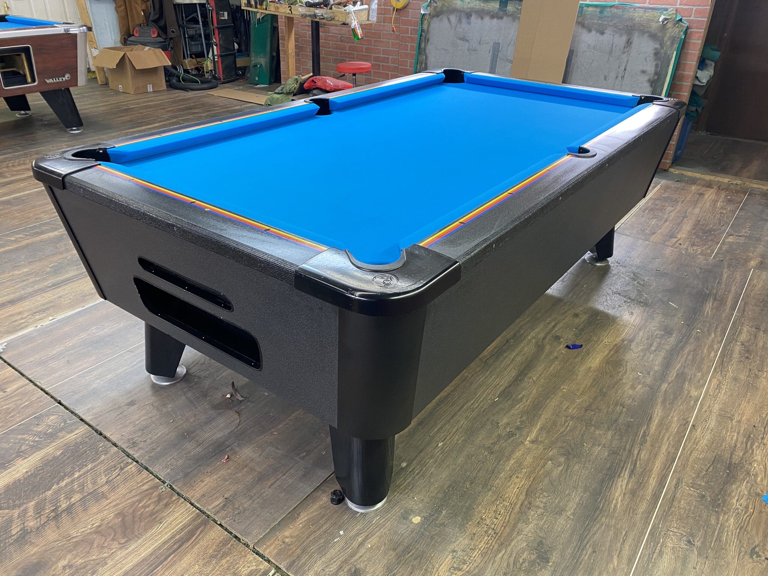 7′ Valley Black Rainbow Used Coin Operated Pool Table Used Coin