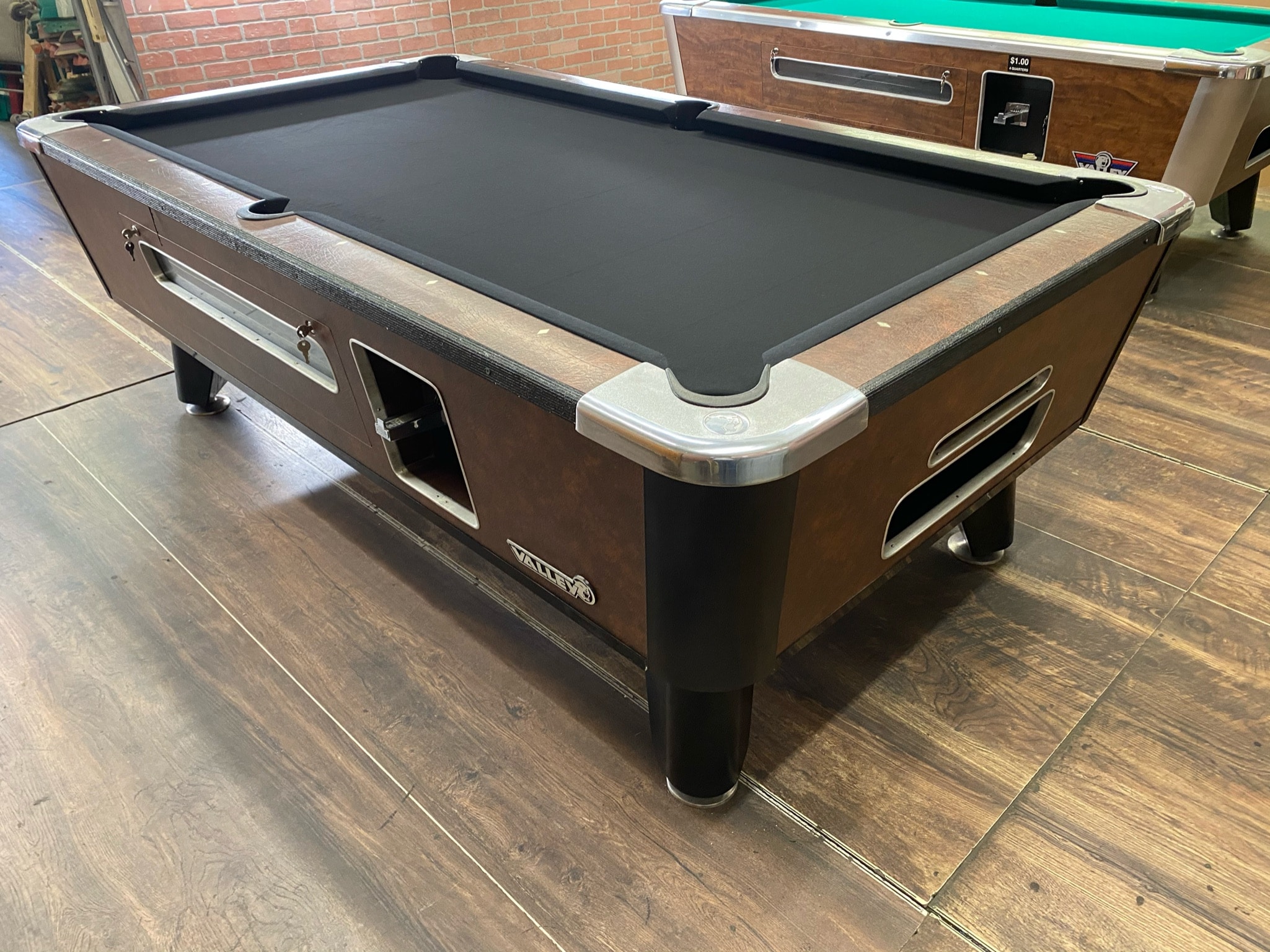 7′ Valley Cheyanne Leather (Used) Bar Pool Table Used Coin Operated