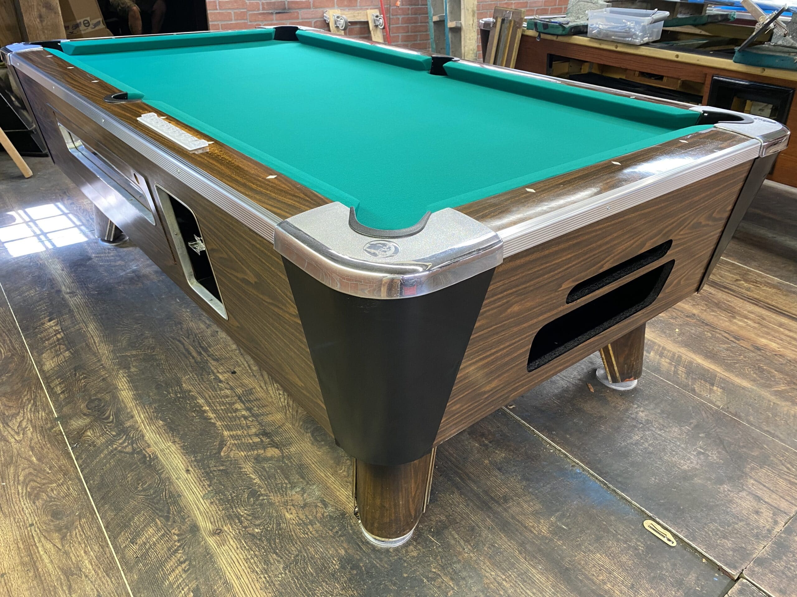 6 1/2' Valley Dark Walnut Used Coin Operated Bar Pool Tables