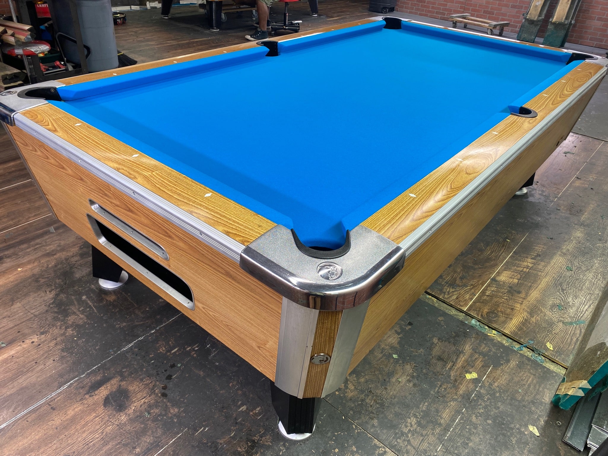 8′ Valley Light Oak Old Style Used Coin Operated Bar Pool Tables