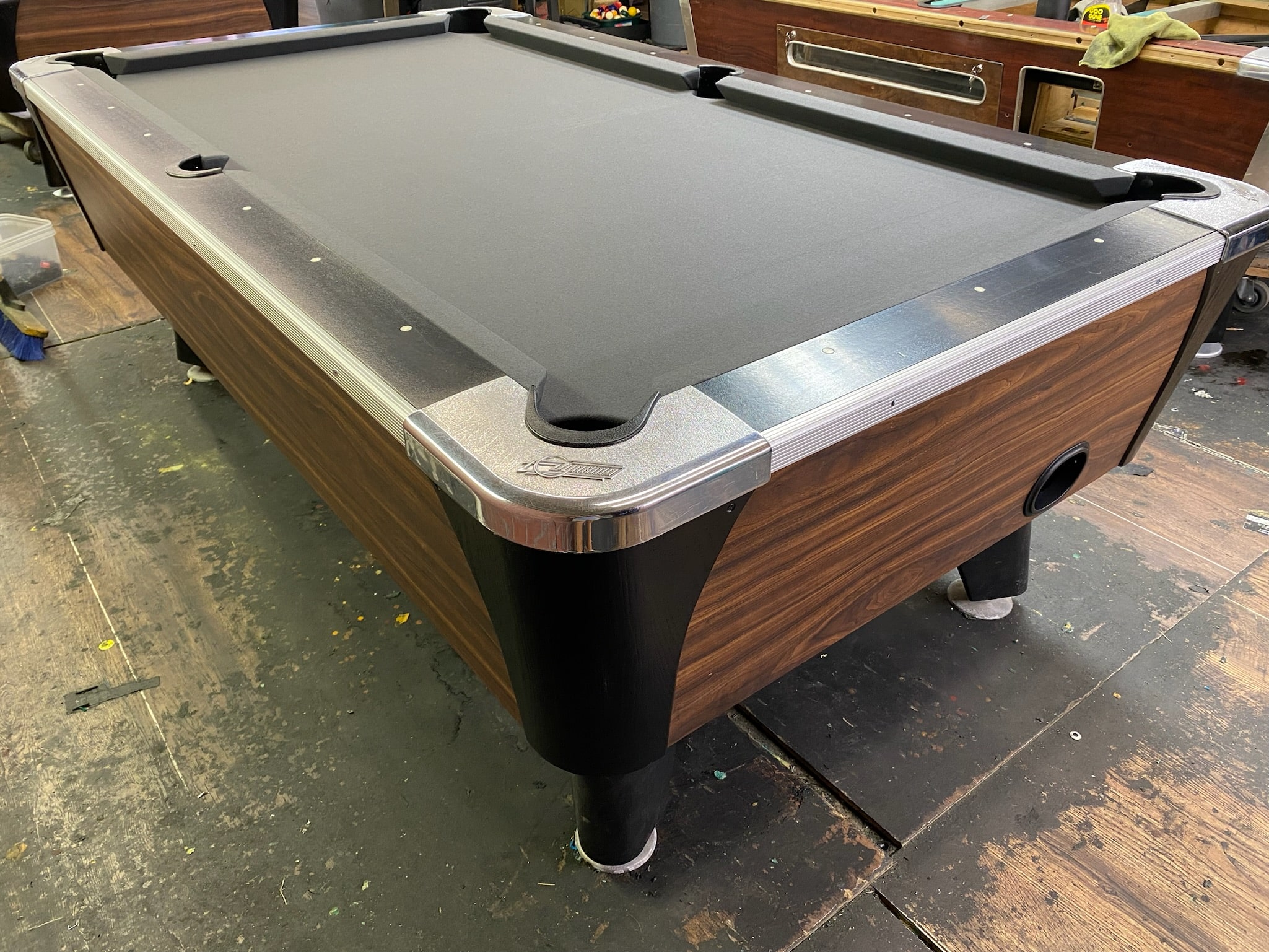 7′ Dynamo Light Walnut Used Coin Operated Bar Pool Tables