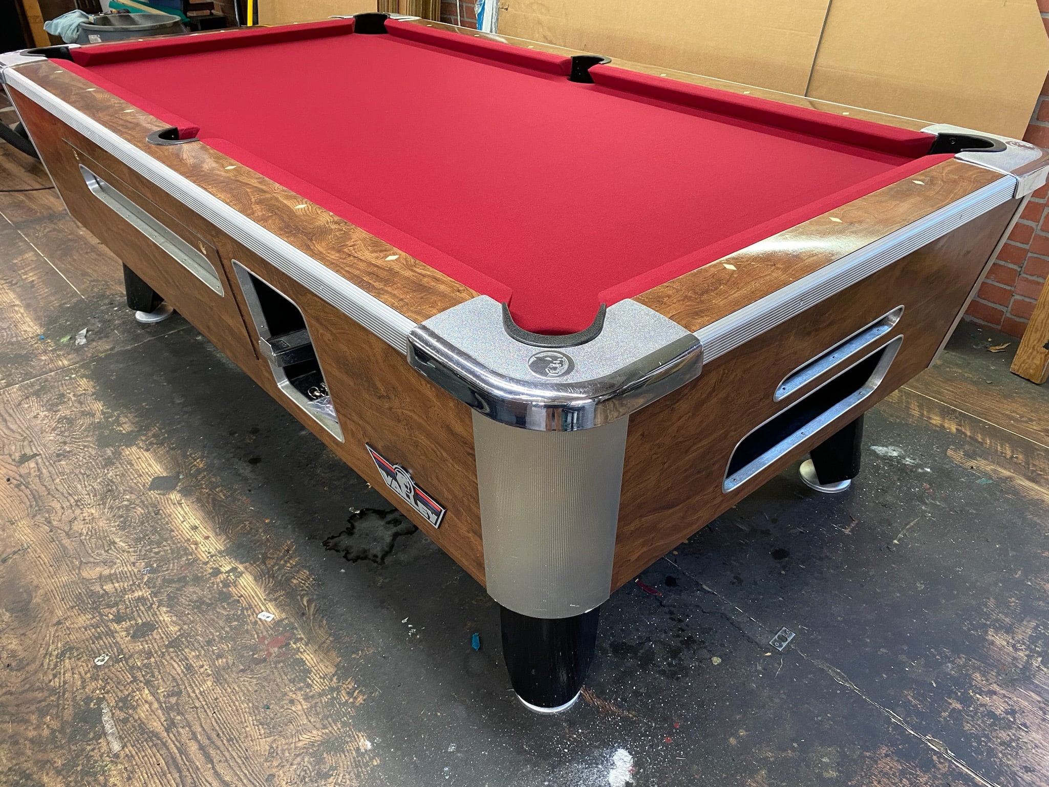7′ Valley Light Walnut Used Coin Operated Bar Pool Tables
