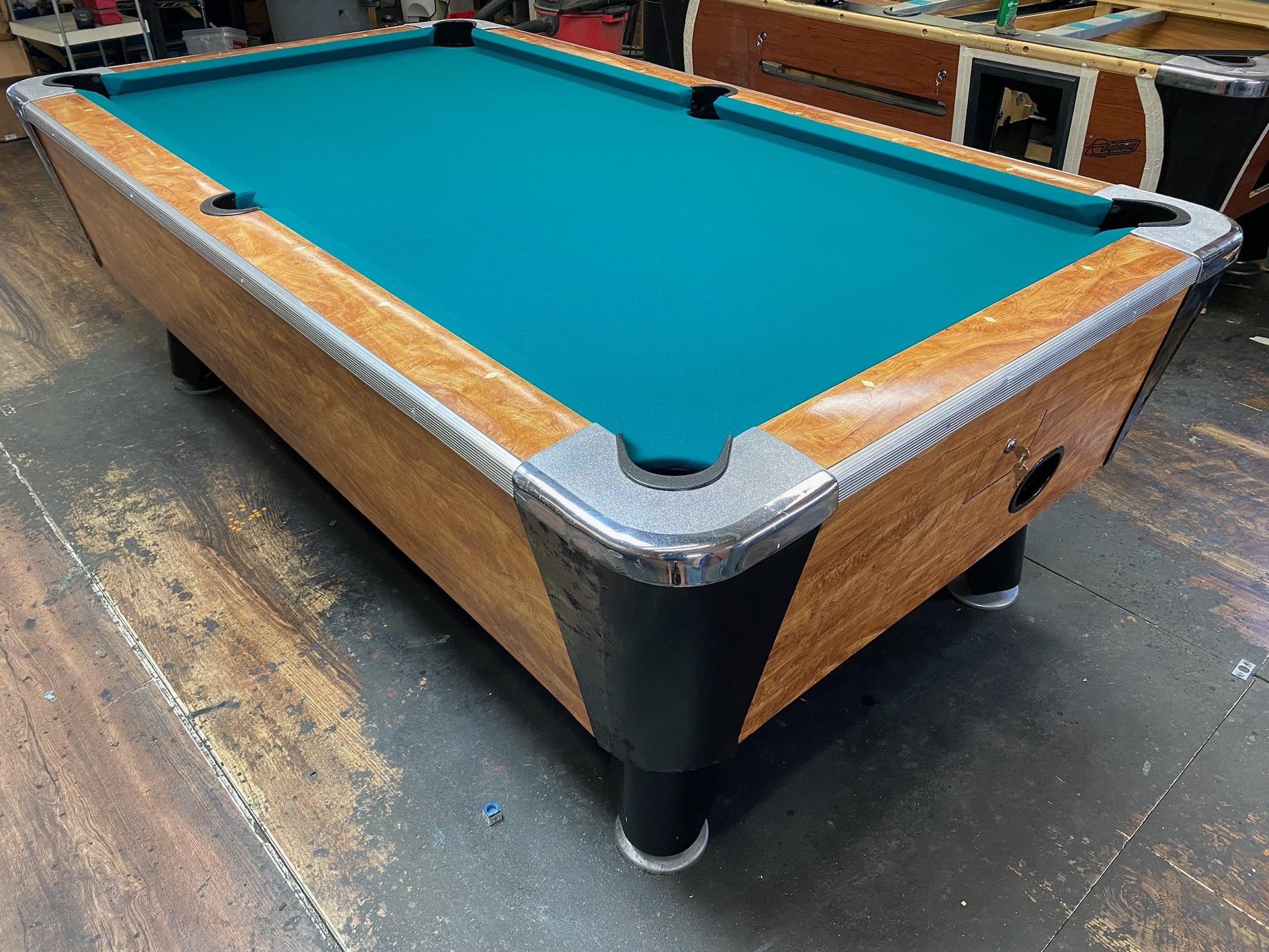 7′ Valley Orange Oak Used Coin Operated Bar Pool Tables