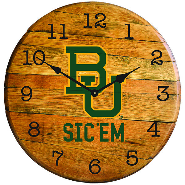 NCAABAYLOR BEARS Oak Barrel Clock Barrel Tops